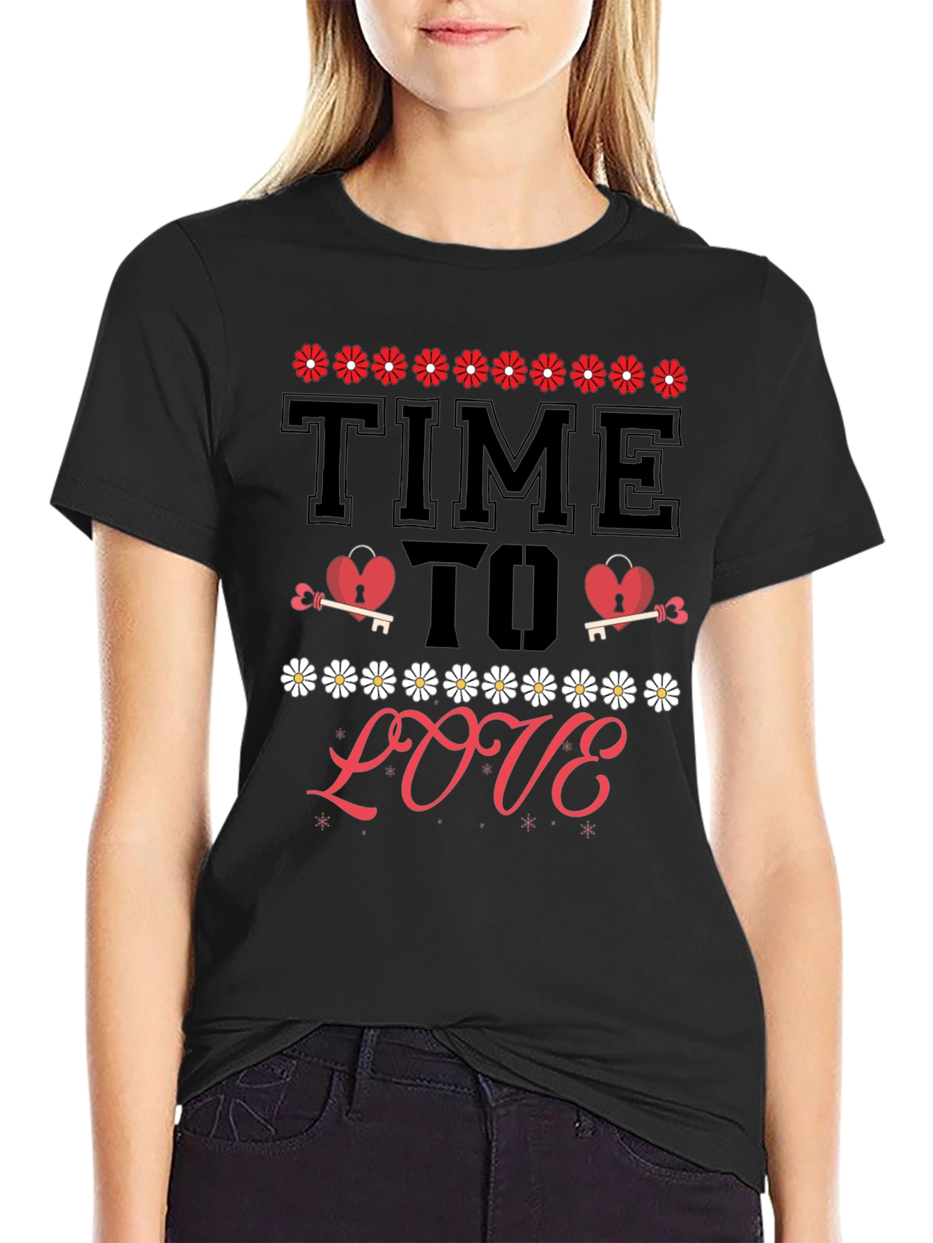 Time to Love T-Shirt - Heart & Key Design