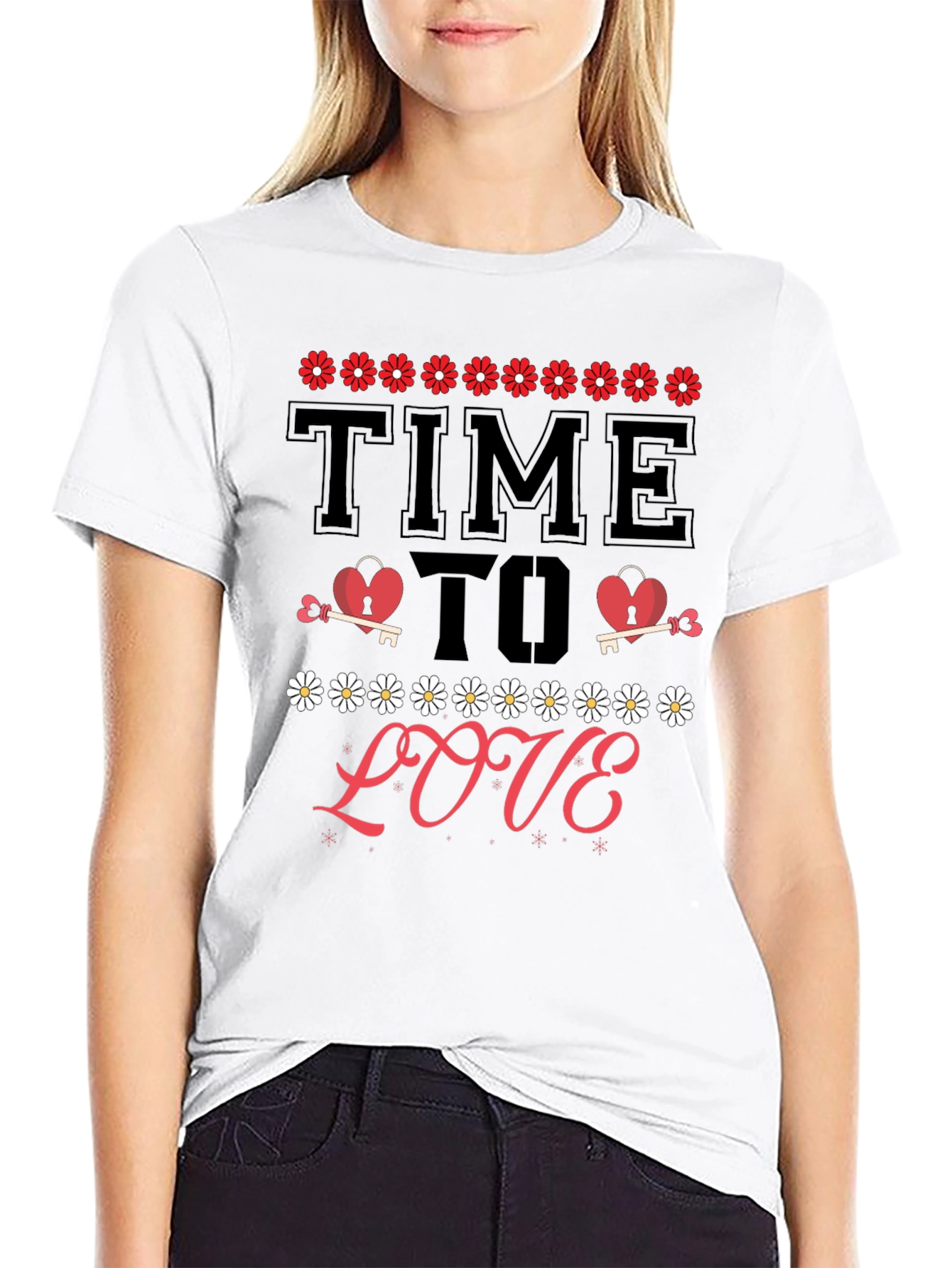 Time to Love T-Shirt - Heart & Key Design