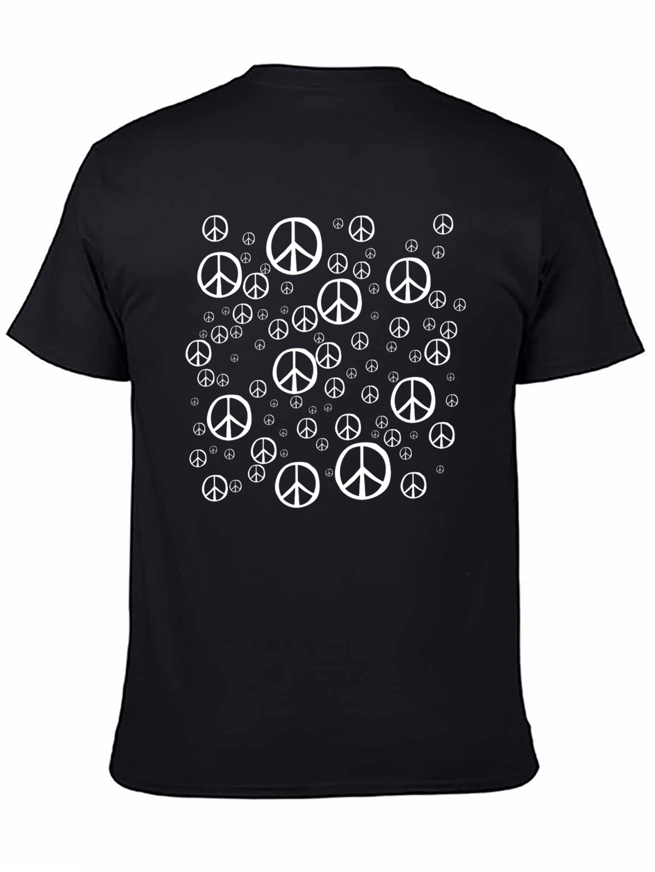 Peace Sign Patterned Black T-Shirt