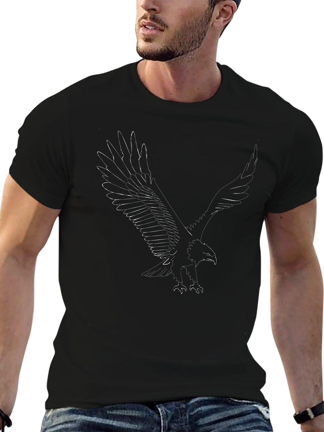 Eagle Print Black T-Shirt - Mens Graphic Tee