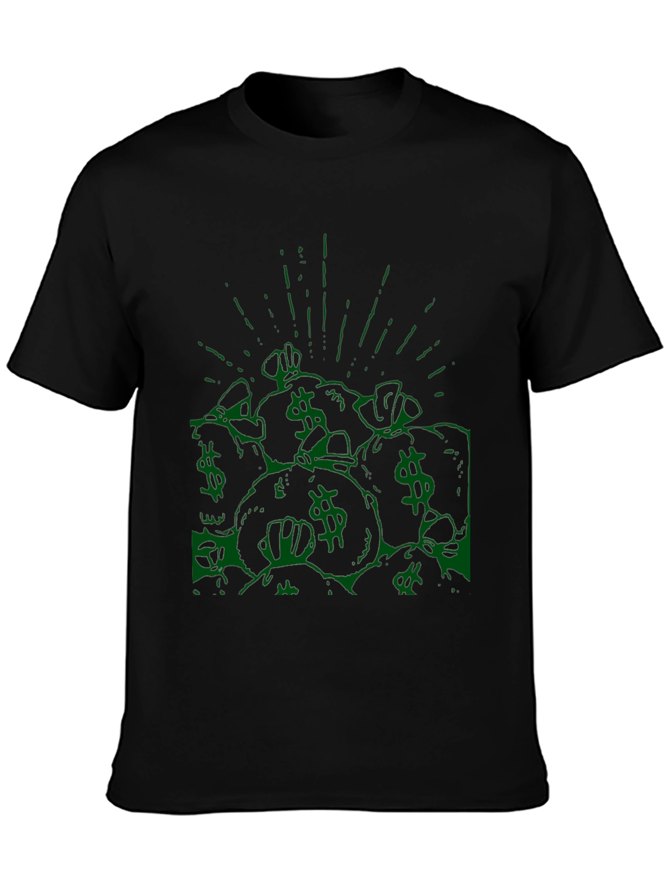 Money Bag Graphic Tee - Black Cotton T-Shirt
