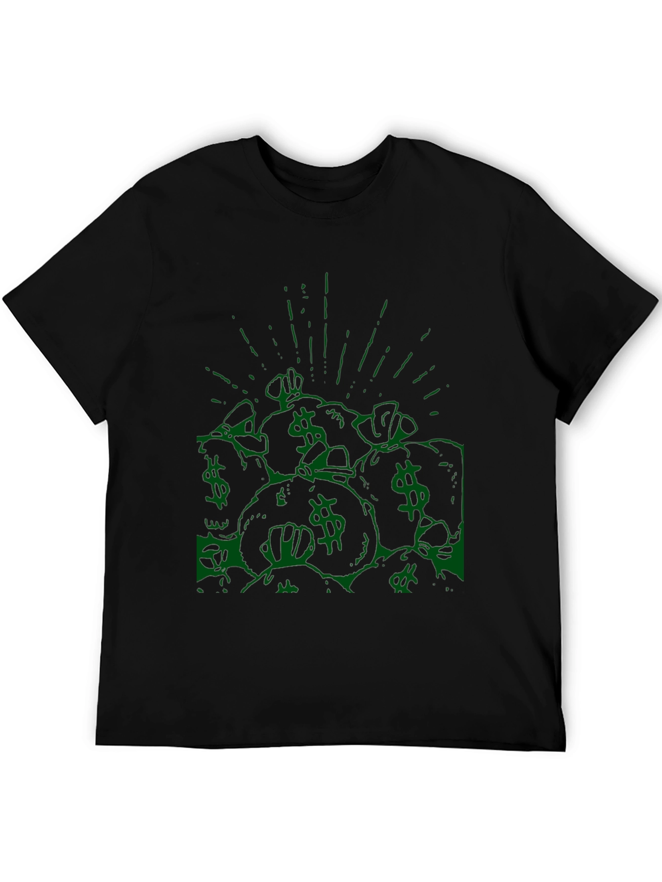 Money Bag Graphic Tee - Black Cotton T-Shirt