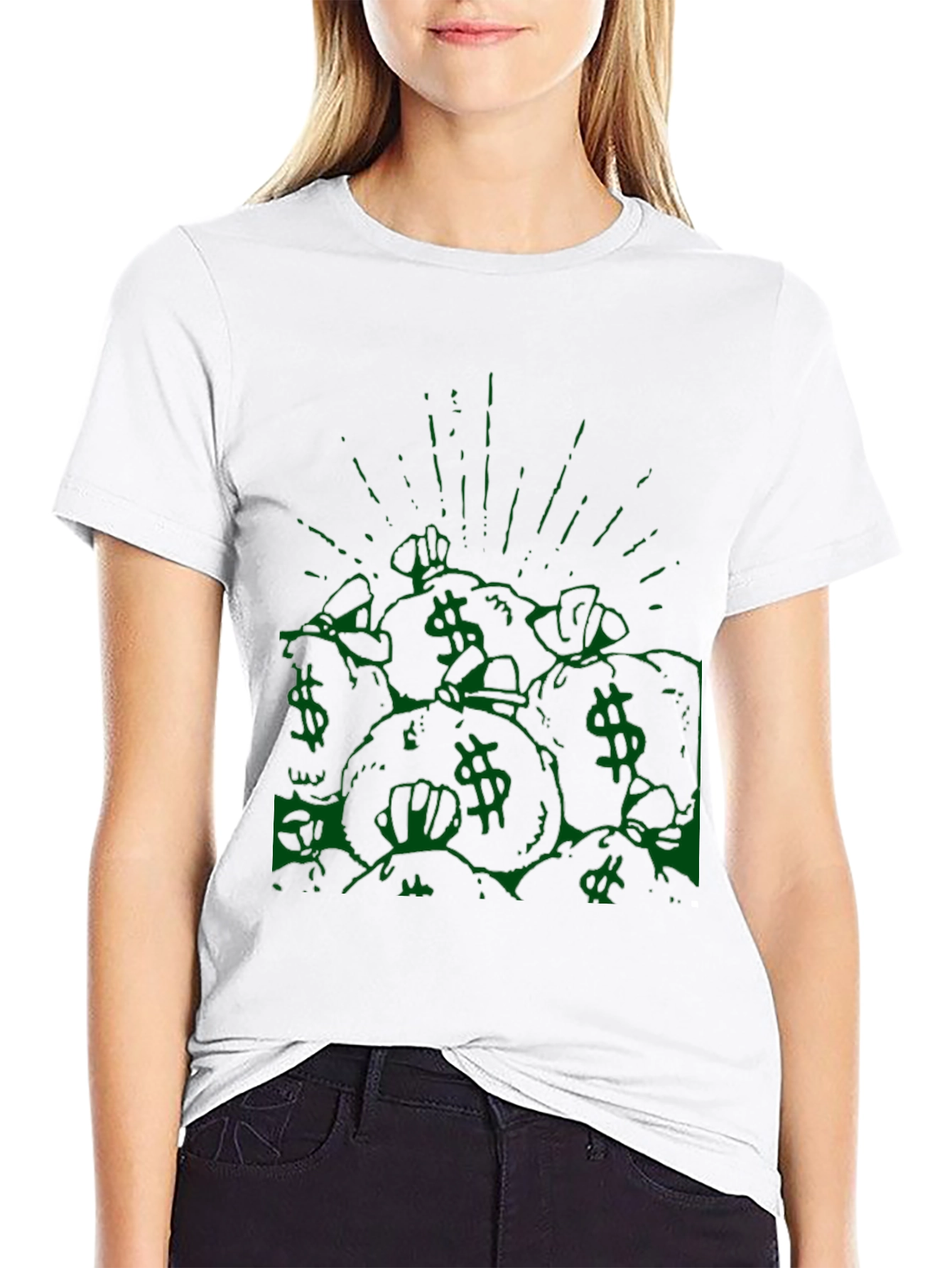 Money Bag Graphic Tee - Black Cotton T-Shirt