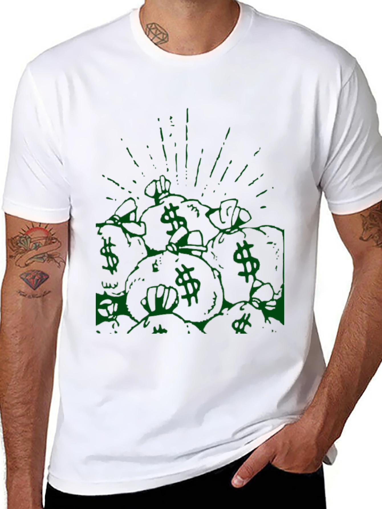 Money Bag Graphic Tee - Black Cotton T-Shirt
