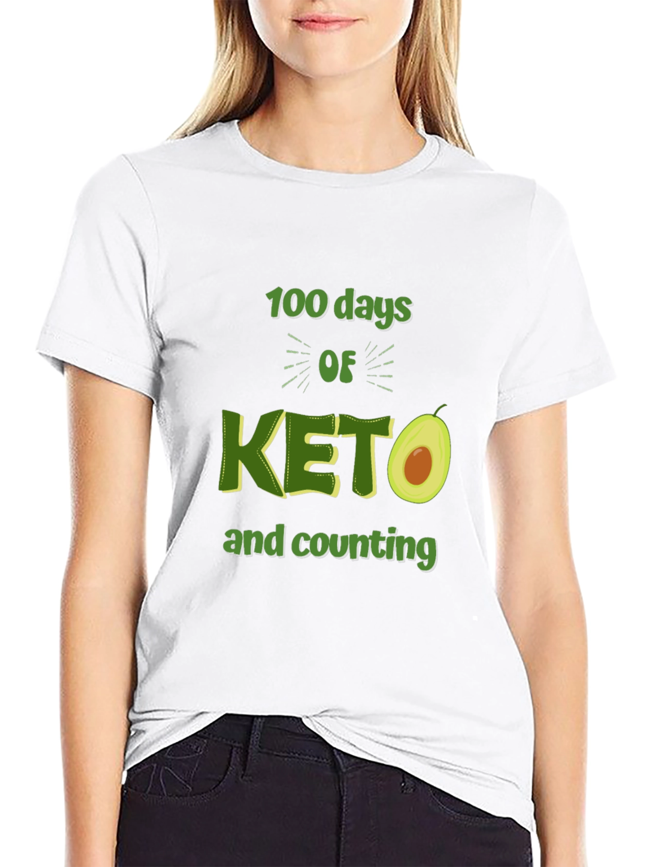 100 Days of Keto T-Shirt Avocado Design