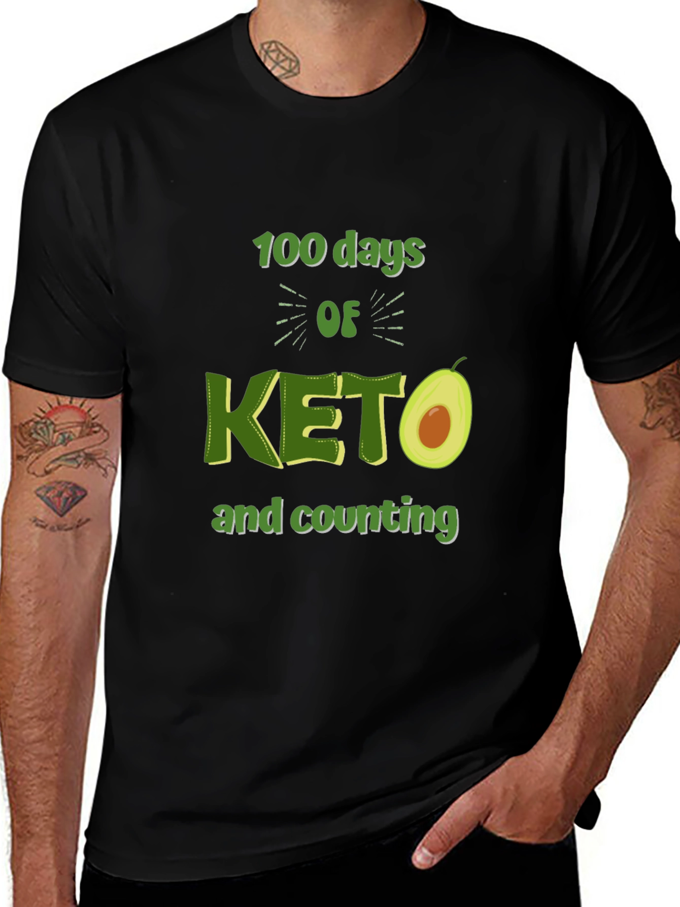 100 Days of Keto T-Shirt Avocado Design