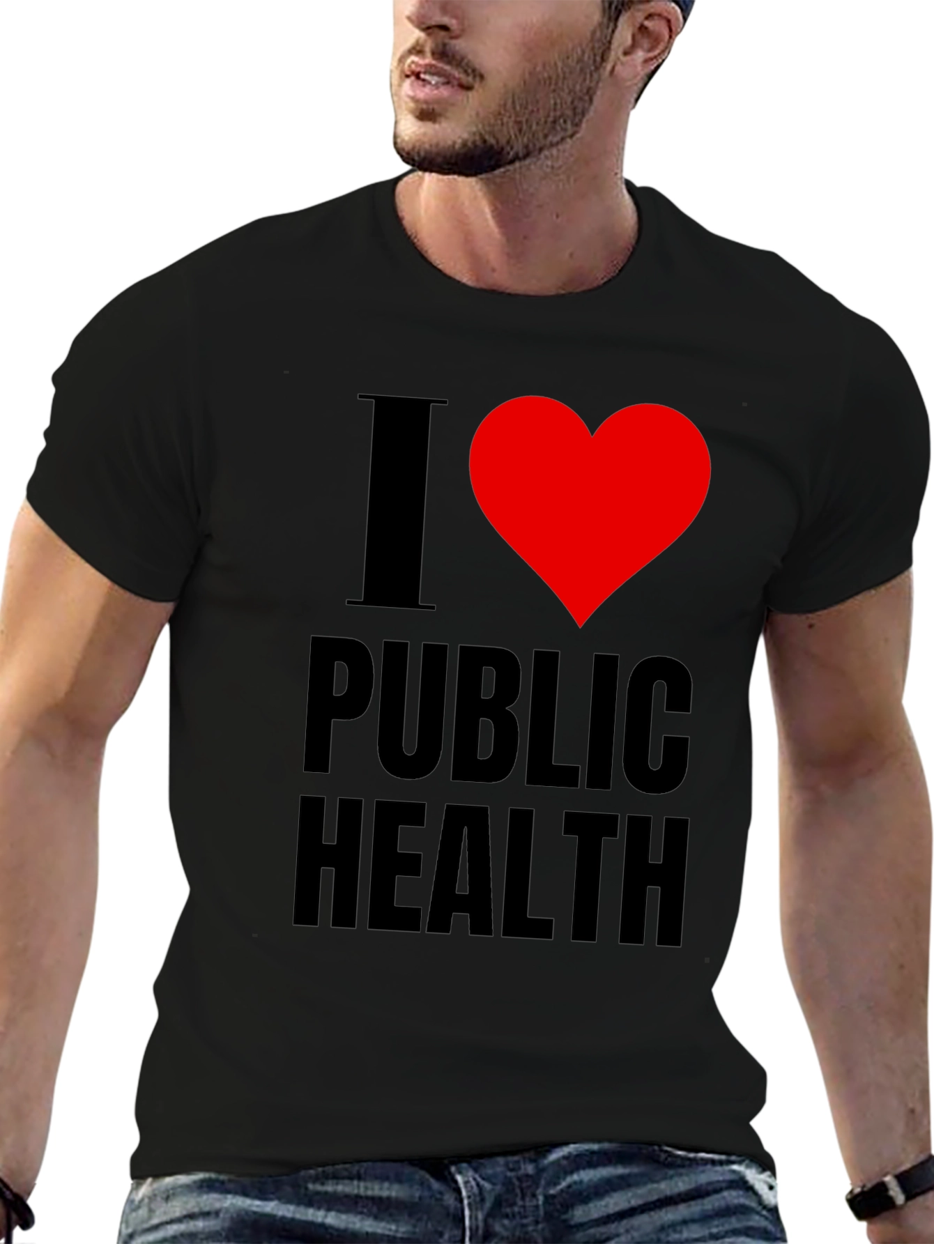 I Heart Public Health T-Shirt - Black Cotton Tee