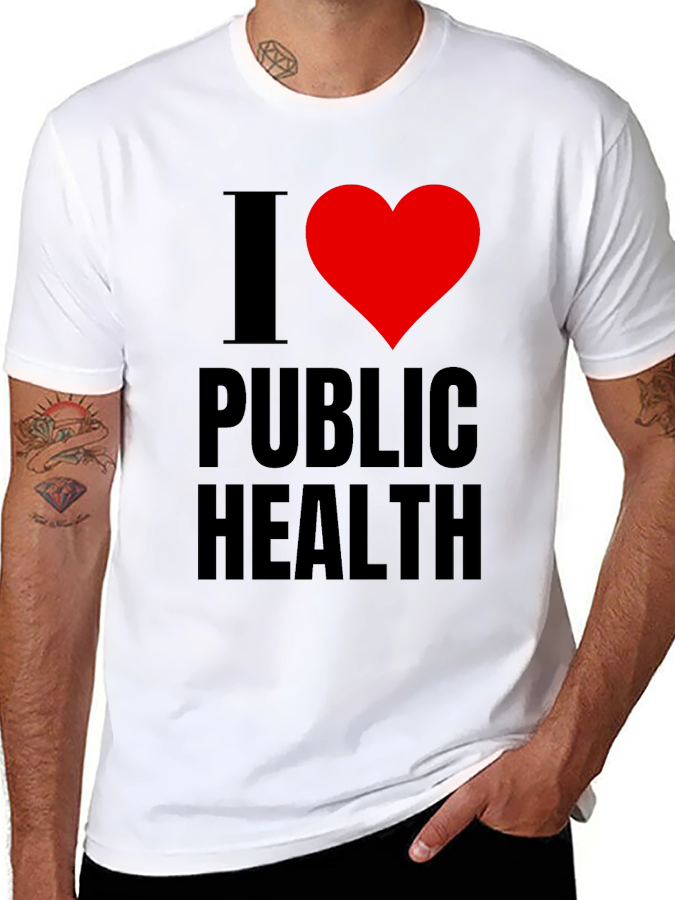 I Heart Public Health T-Shirt - Black Cotton Tee