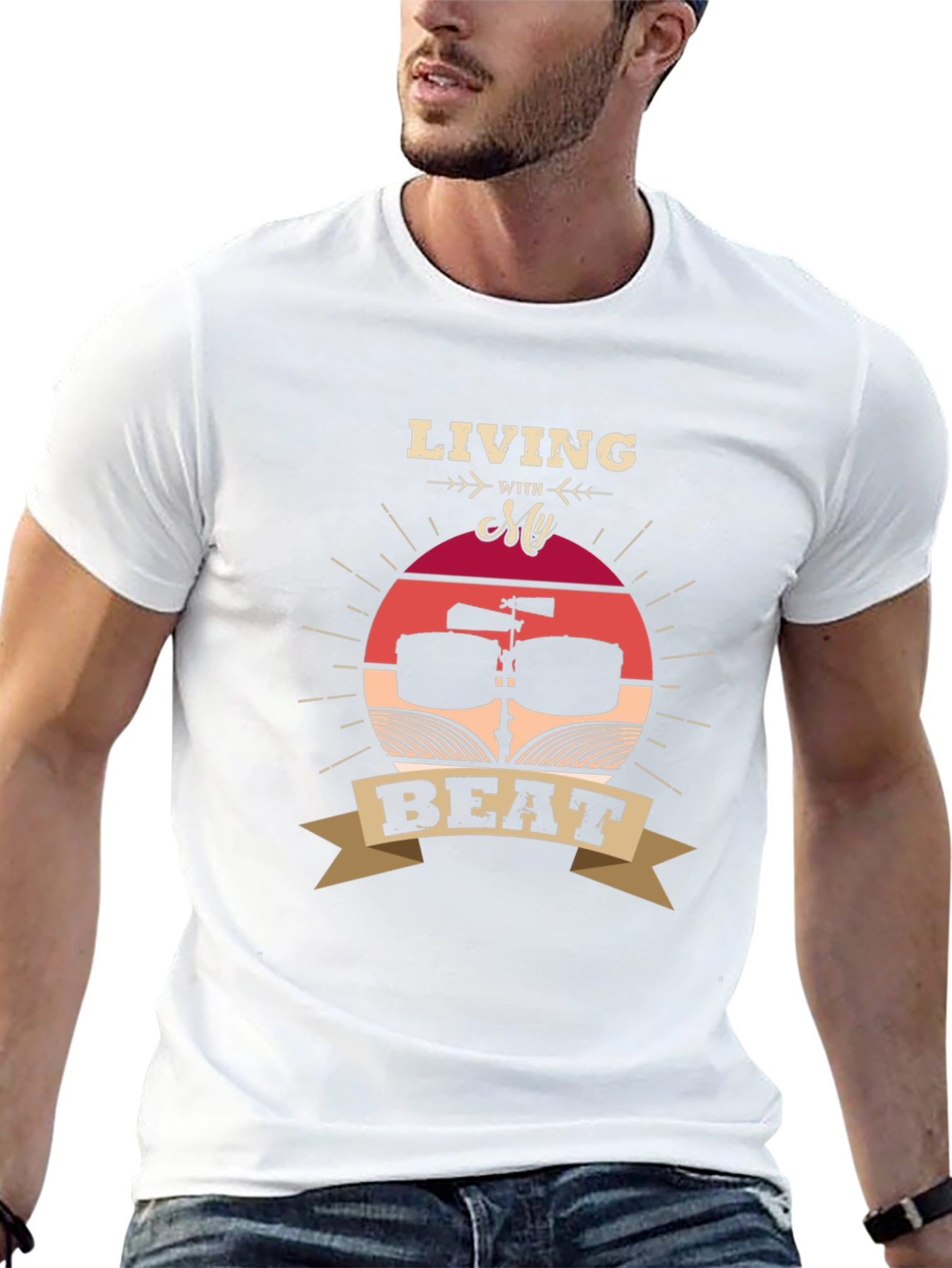 Living With My Beat T-Shirt - Music Lover Tee