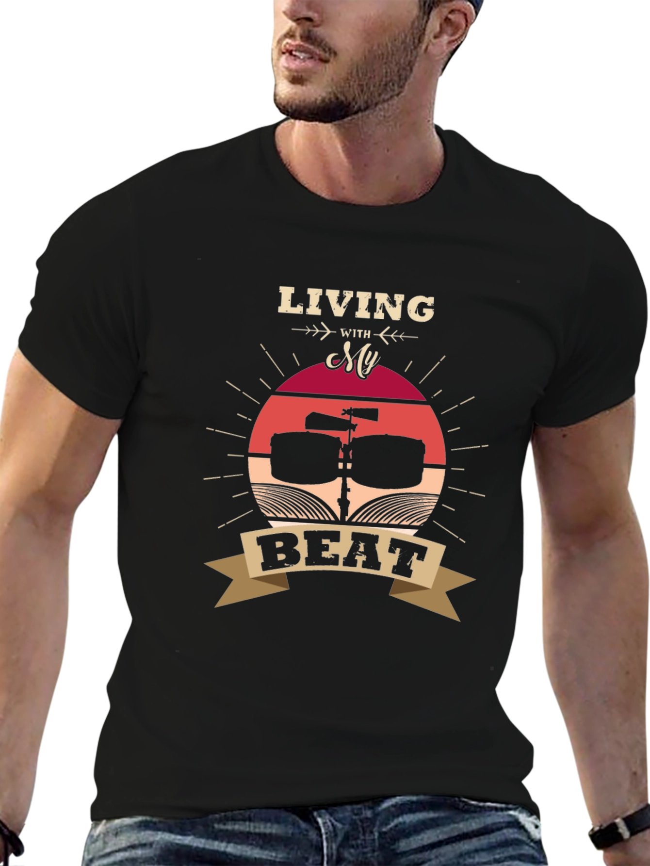 Living With My Beat T-Shirt - Music Lover Tee