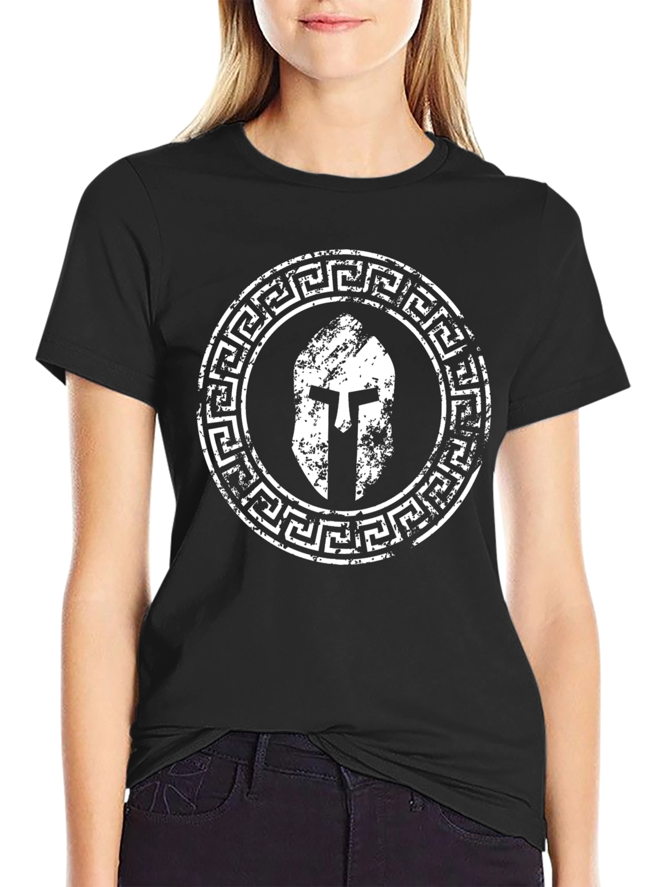 Spartan Helmet Graphic T-Shirt - Black