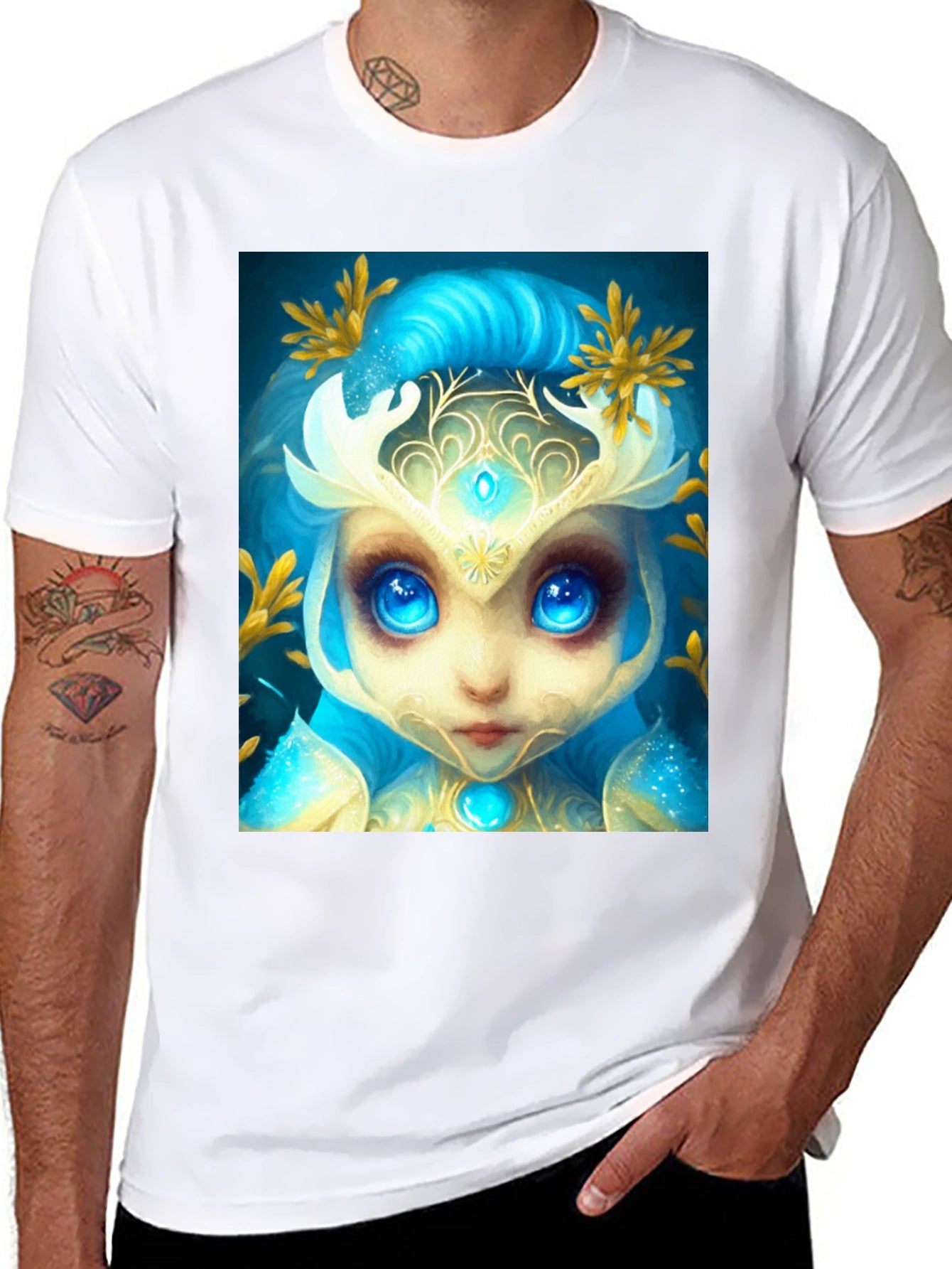 Mystical Creature Graphic Tee - Black Cotton Blend