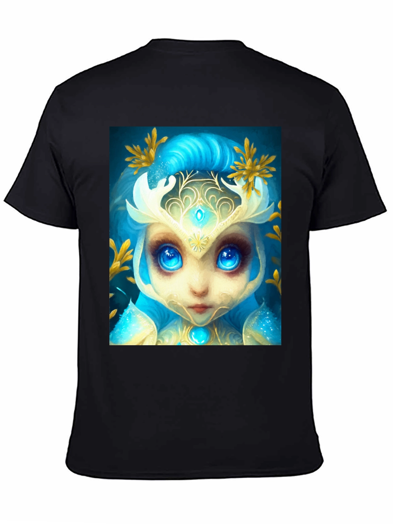 Mystical Creature Graphic Tee - Black Cotton Blend