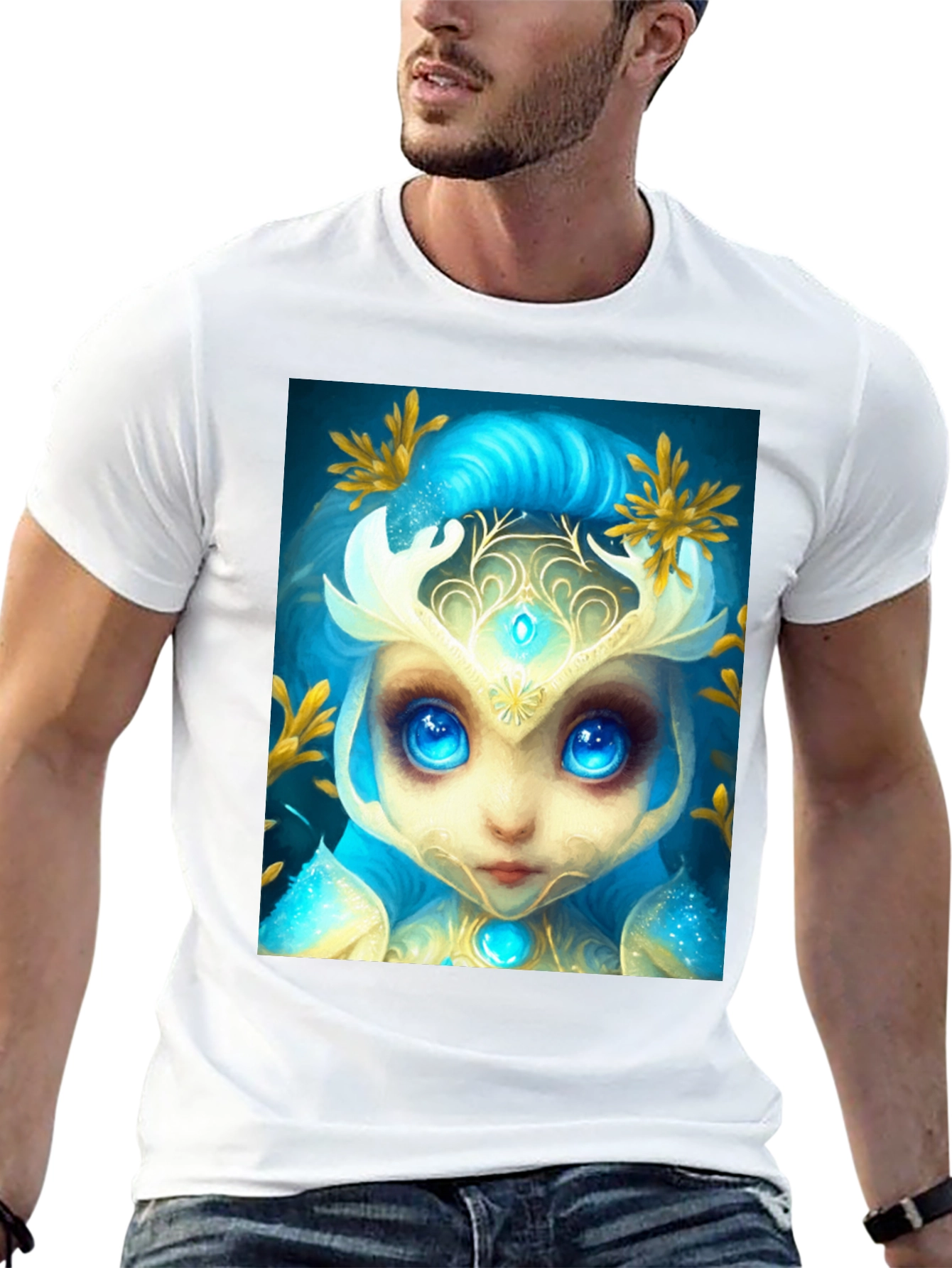 Mystical Creature Graphic Tee - Black Cotton Blend