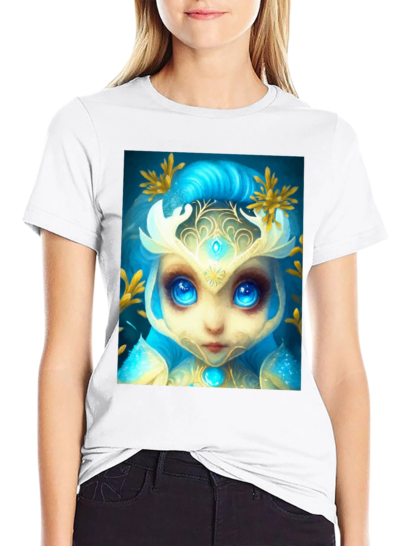 Mystical Creature Graphic Tee - Black Cotton Blend