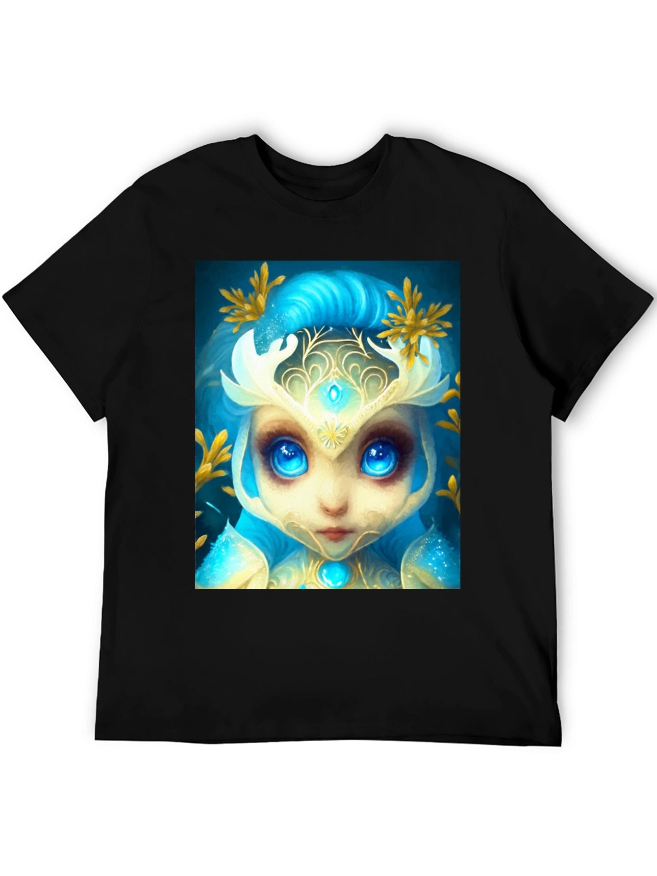 Mystical Creature Graphic Tee - Black Cotton Blend