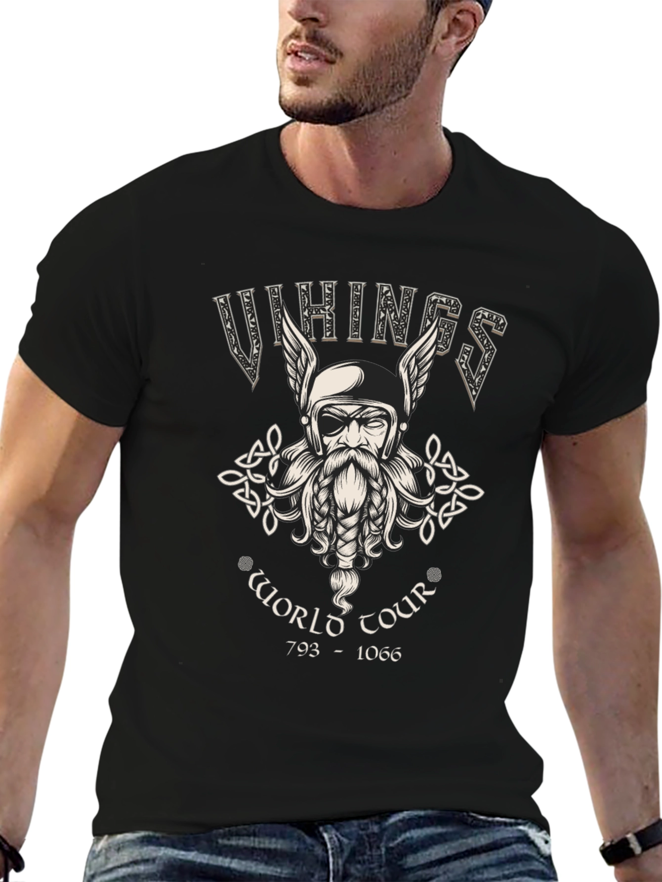Vikings World Tour Graphic T-Shirt - Black