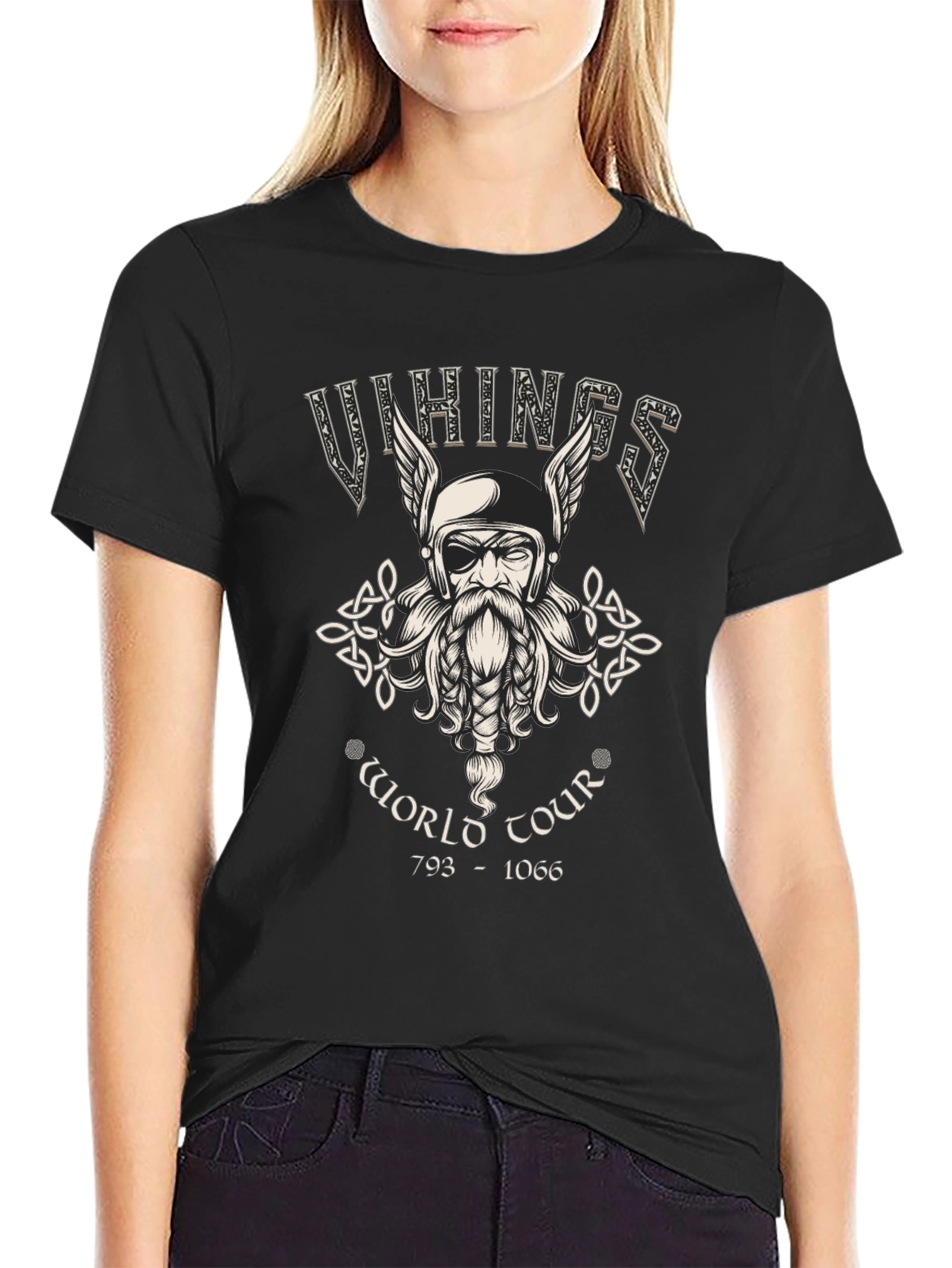 Vikings World Tour Graphic T-Shirt - Black