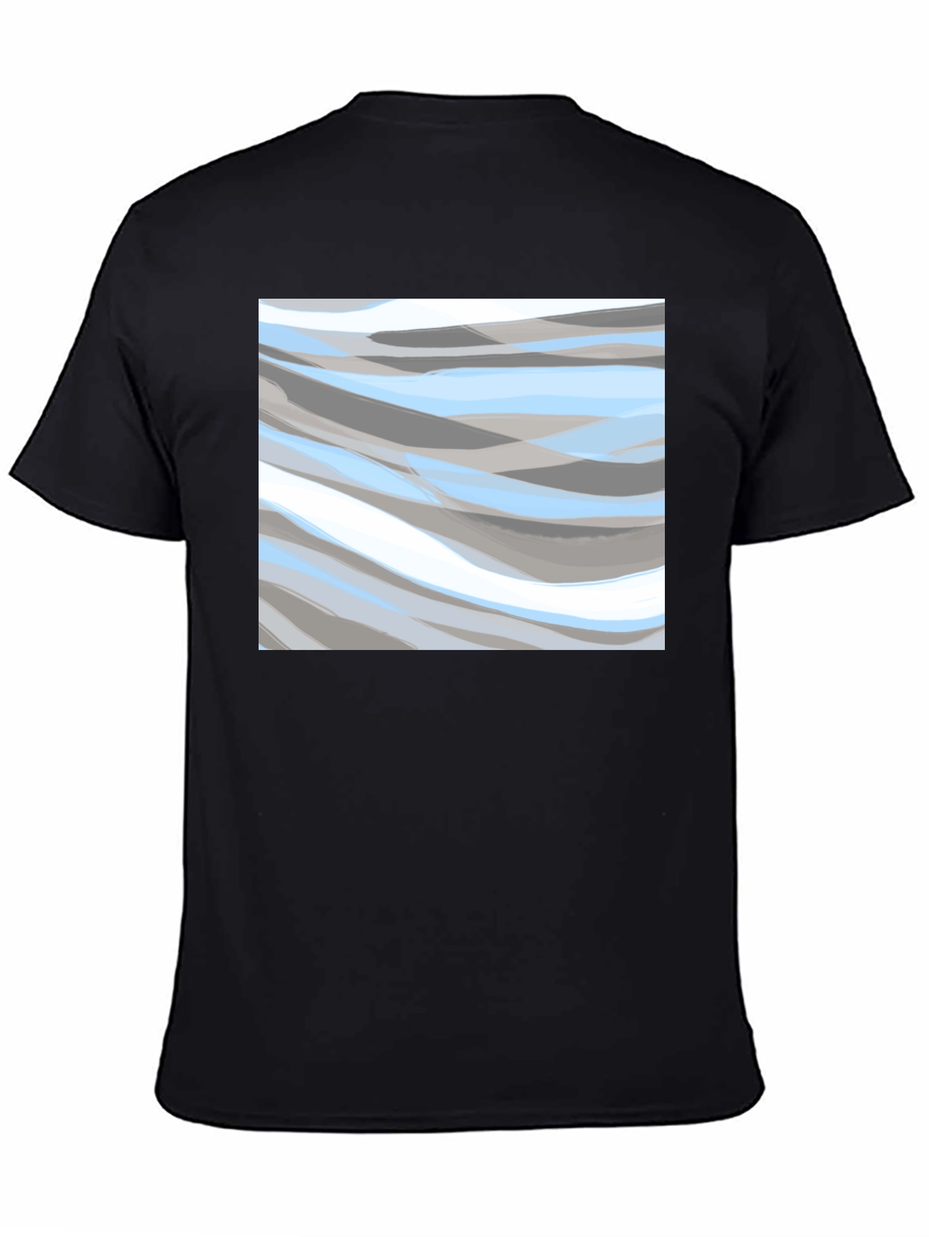 Abstract Wave Pattern Black T-Shirt