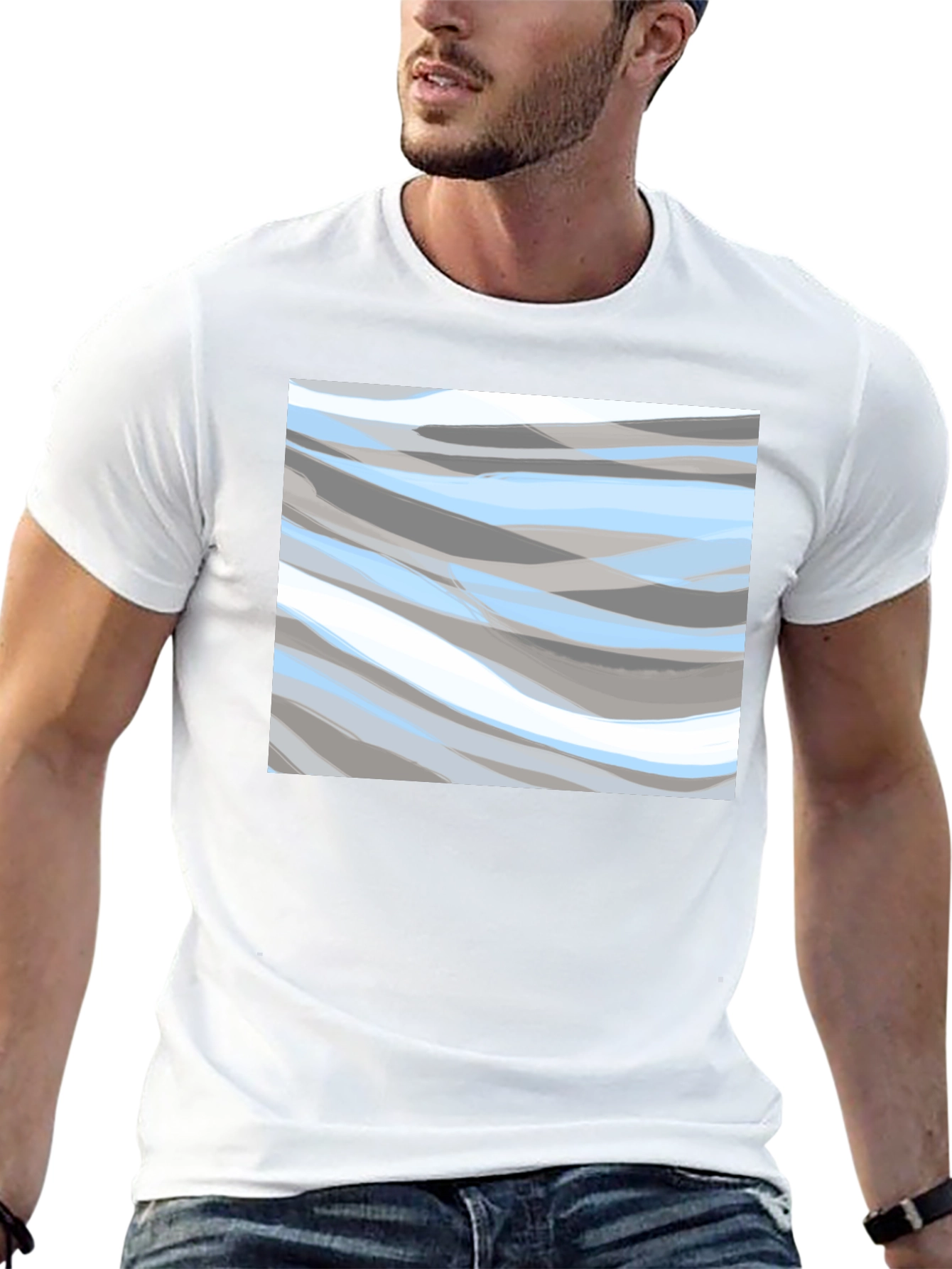 Abstract Wave Pattern Black T-Shirt