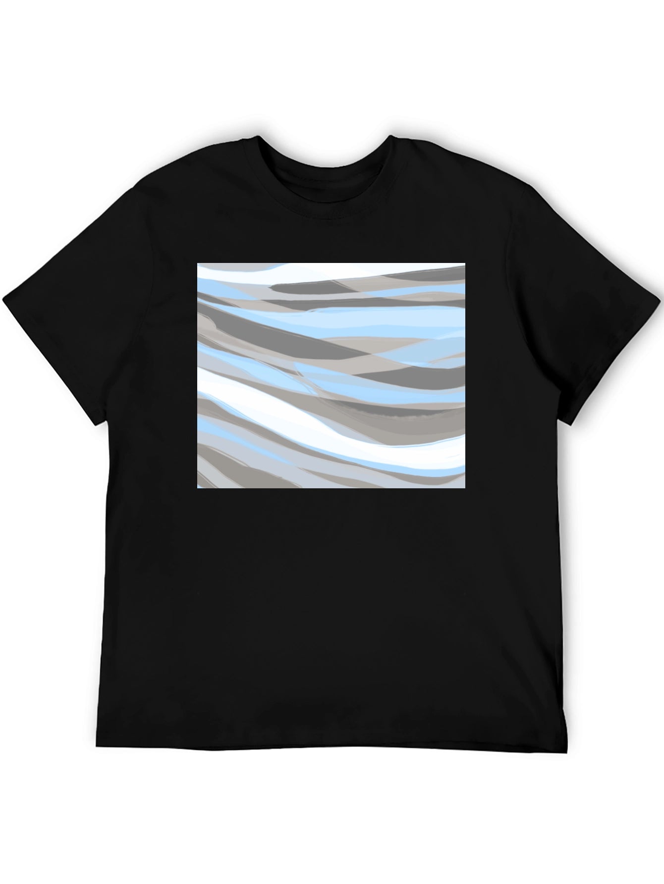 Abstract Wave Pattern Black T-Shirt