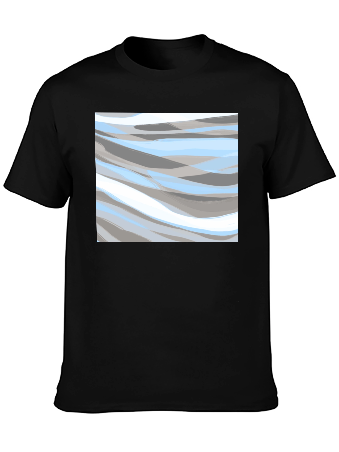 Abstract Wave Pattern Black T-Shirt