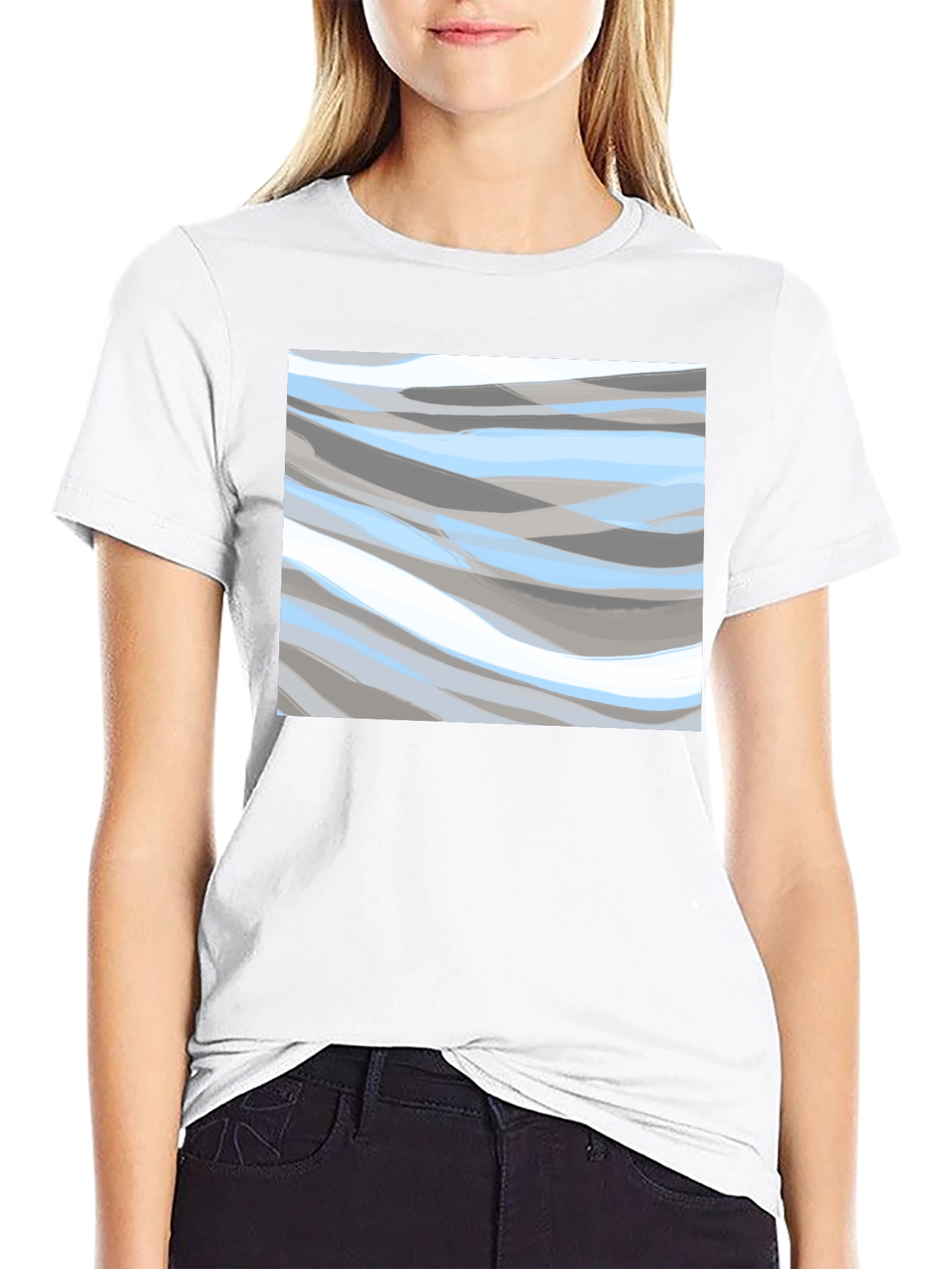 Abstract Wave Pattern Black T-Shirt