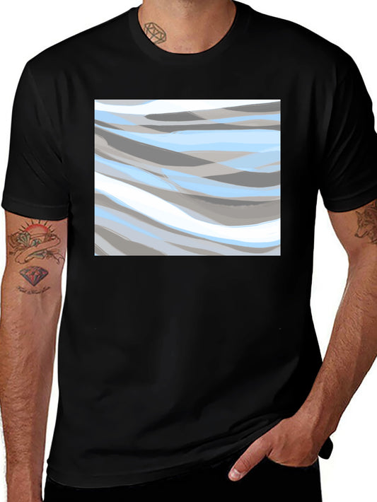 Abstract Wave Pattern Black T-Shirt