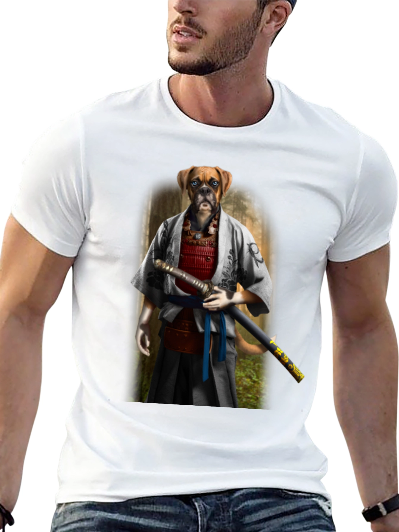 Samurai Boxer Dog T-Shirt: Warrior Pet Tee