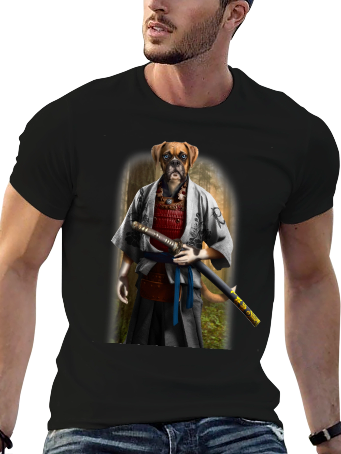 Samurai Boxer Dog T-Shirt: Warrior Pet Tee
