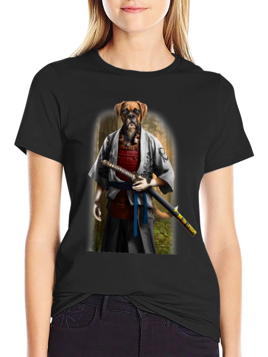 Samurai Boxer Dog T-Shirt: Warrior Pet Tee