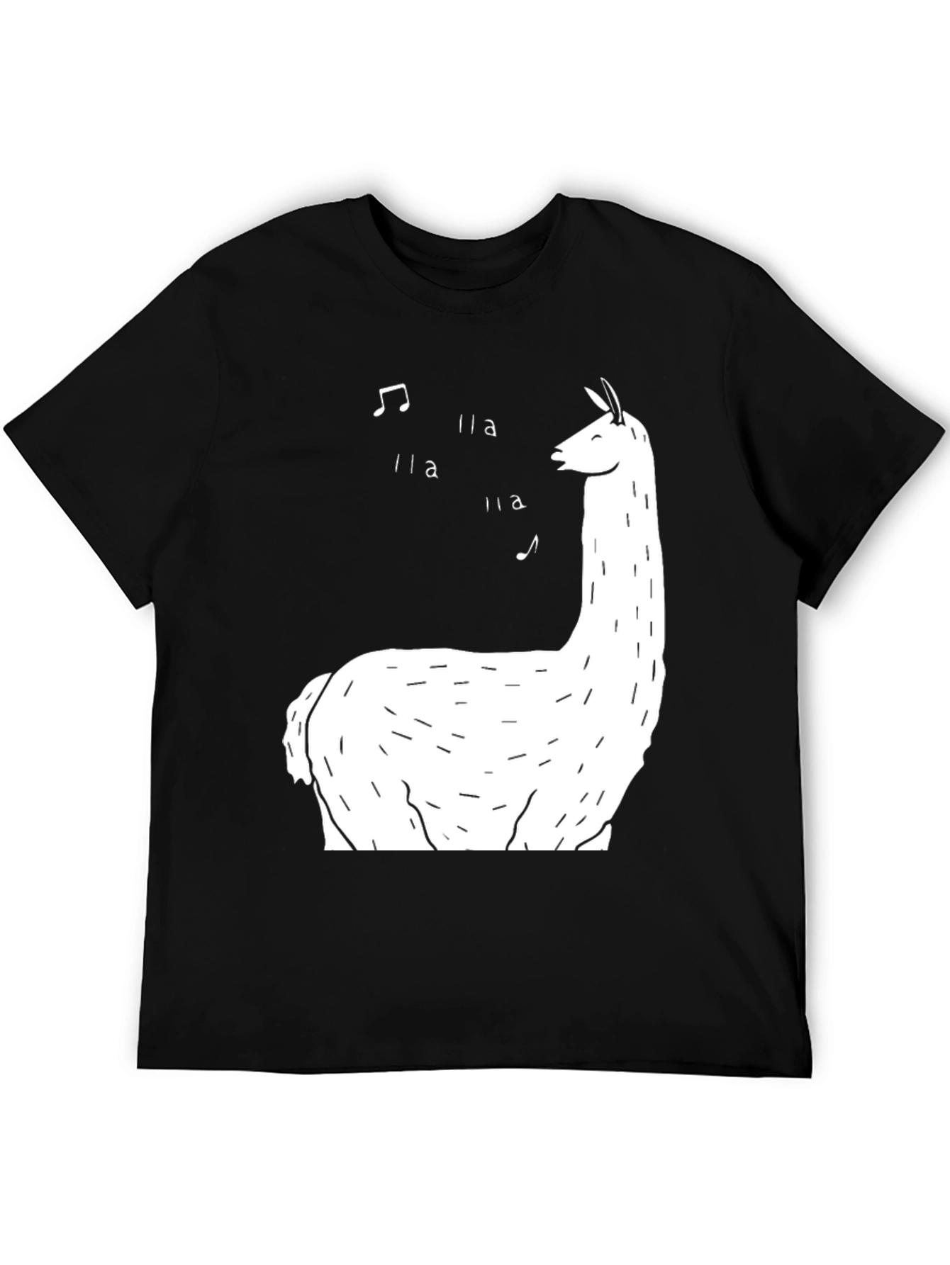 Singing Llama Graphic Tee - Black Cotton T-Shirt