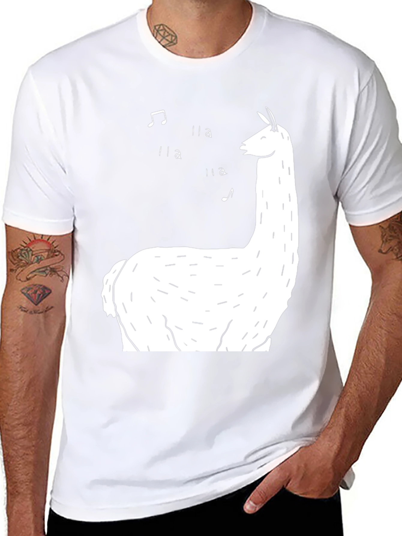 Singing Llama Graphic Tee - Black Cotton T-Shirt