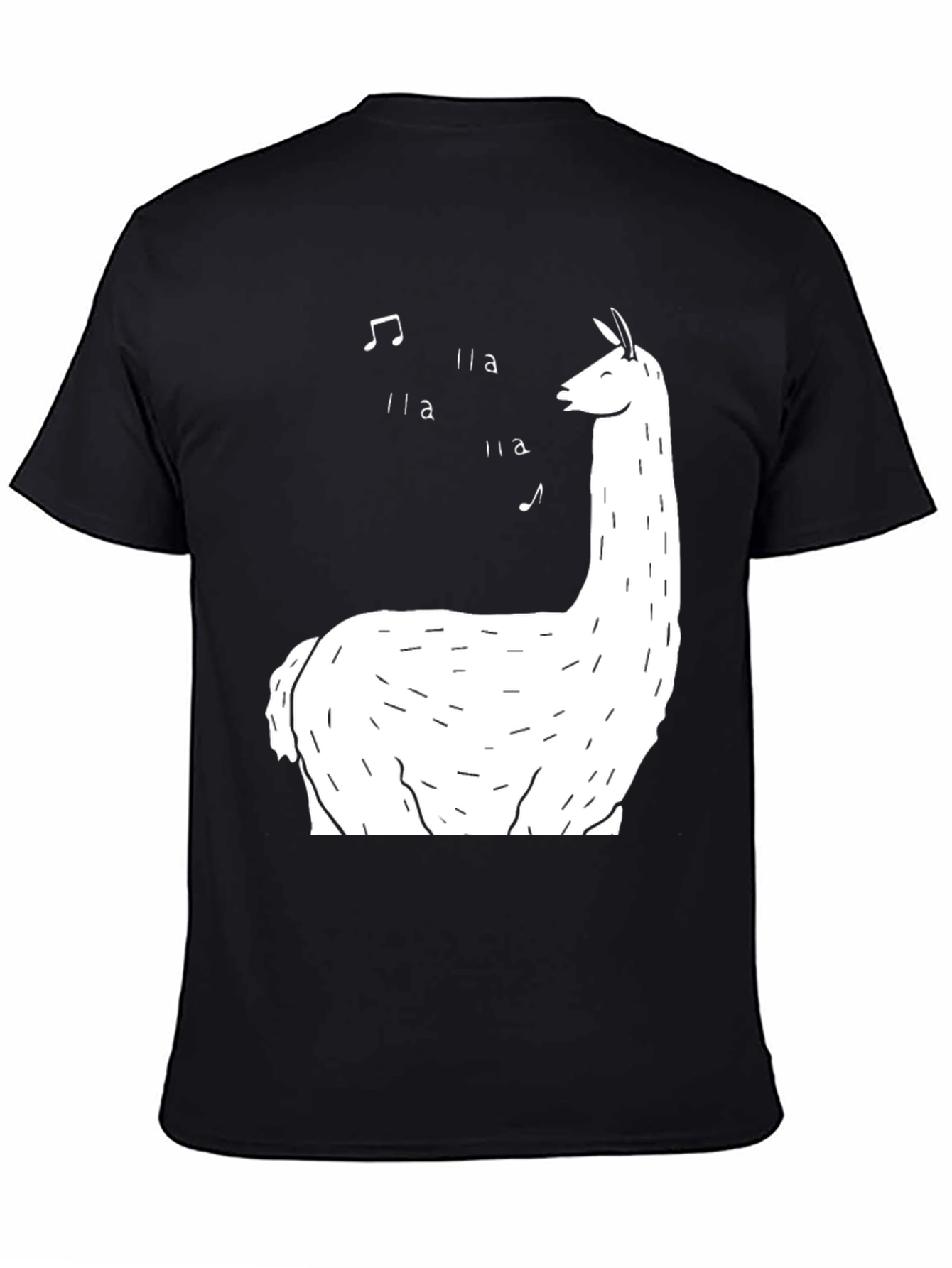 Singing Llama Graphic Tee - Black Cotton T-Shirt