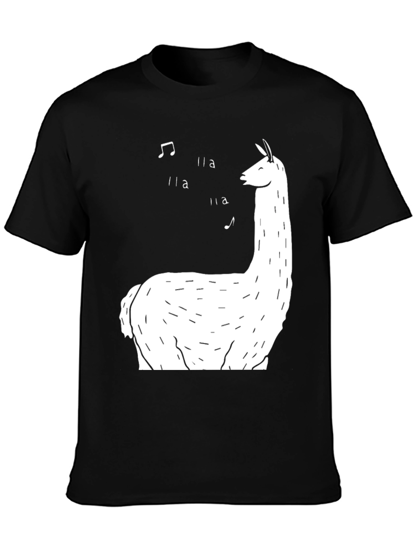 Singing Llama Graphic Tee - Black Cotton T-Shirt