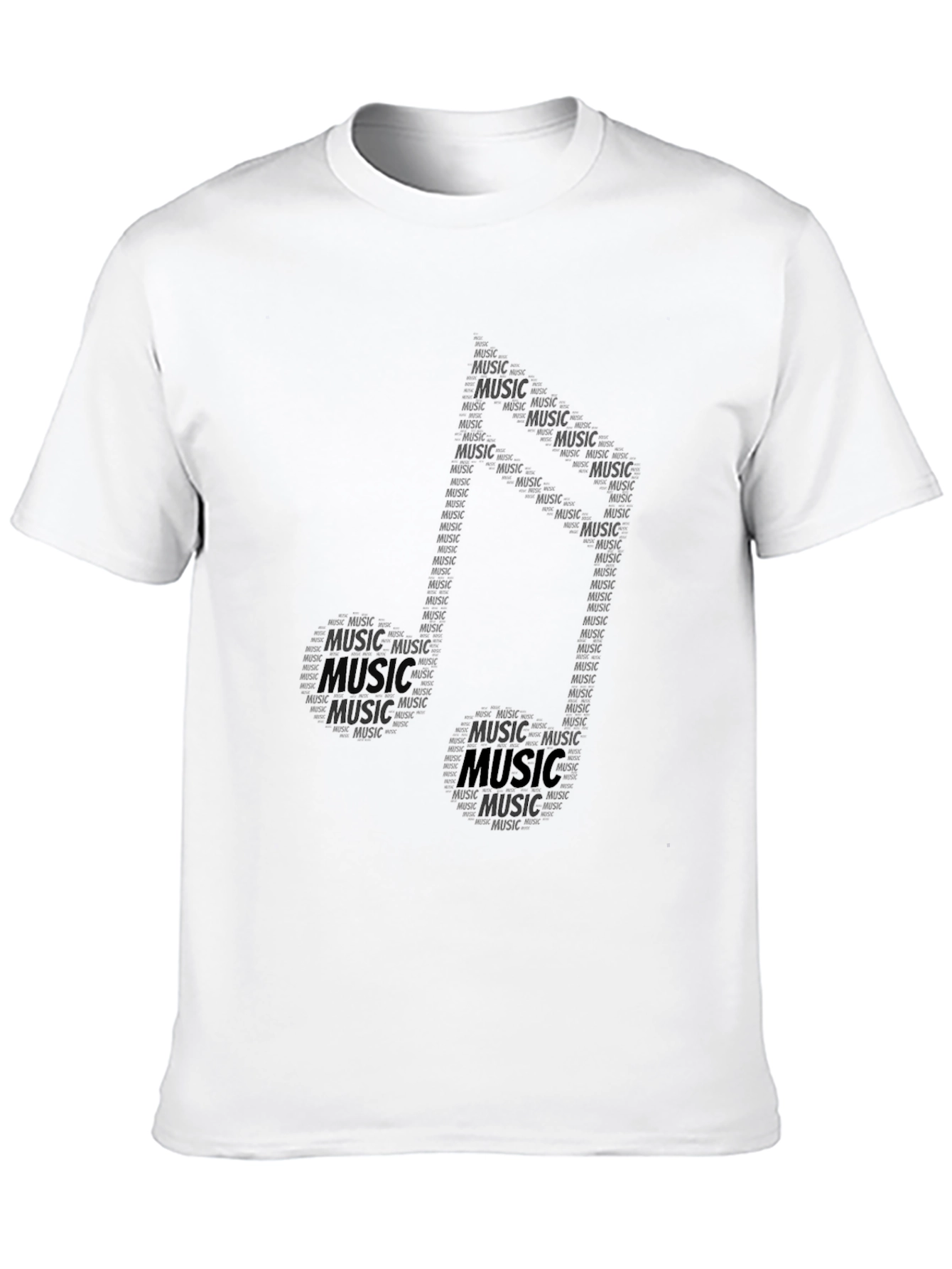 Music Note Word Art Graphic Tee - Black