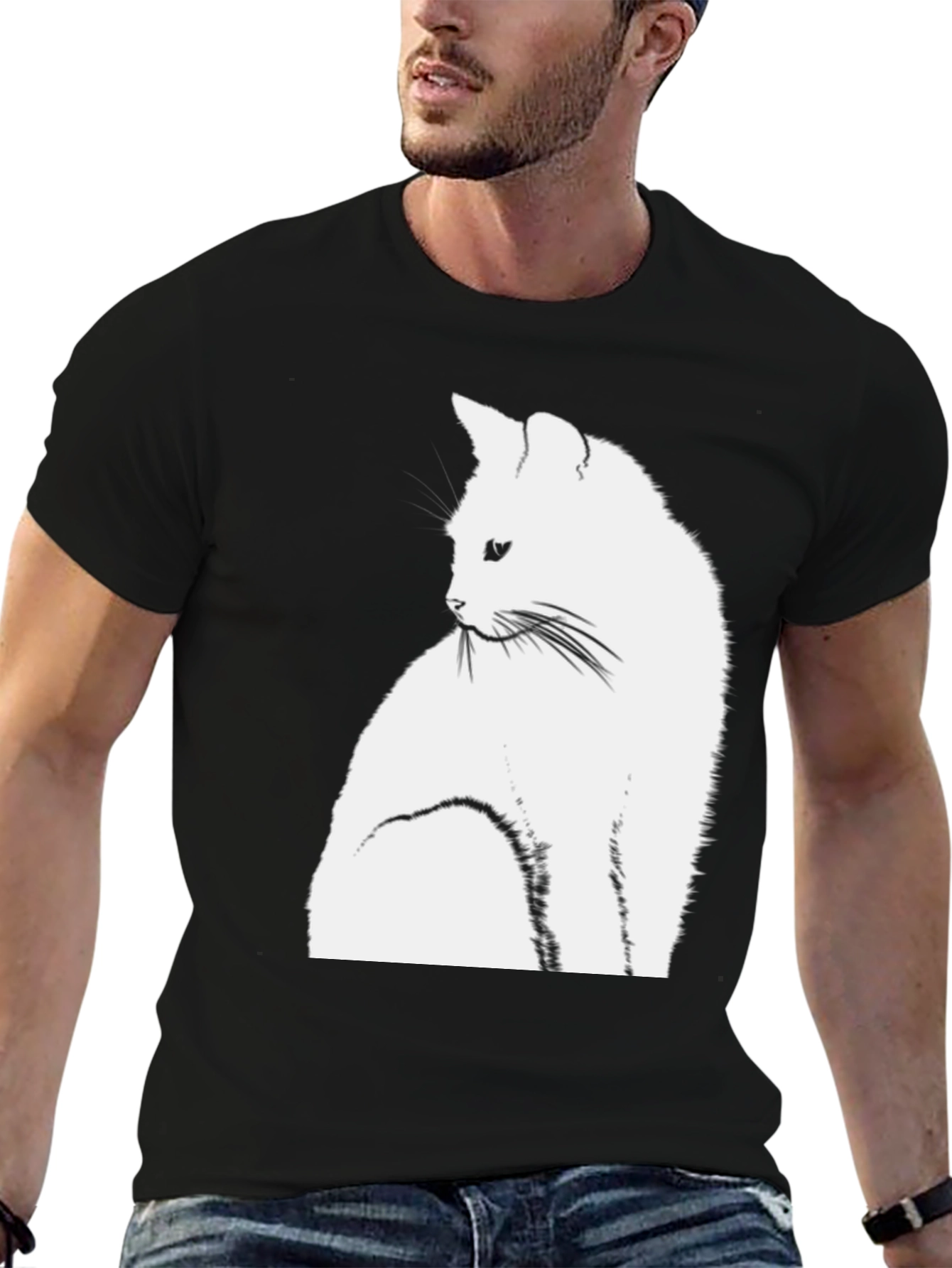 Cool Cat Graphic Tee - Stylish Black T-Shirt