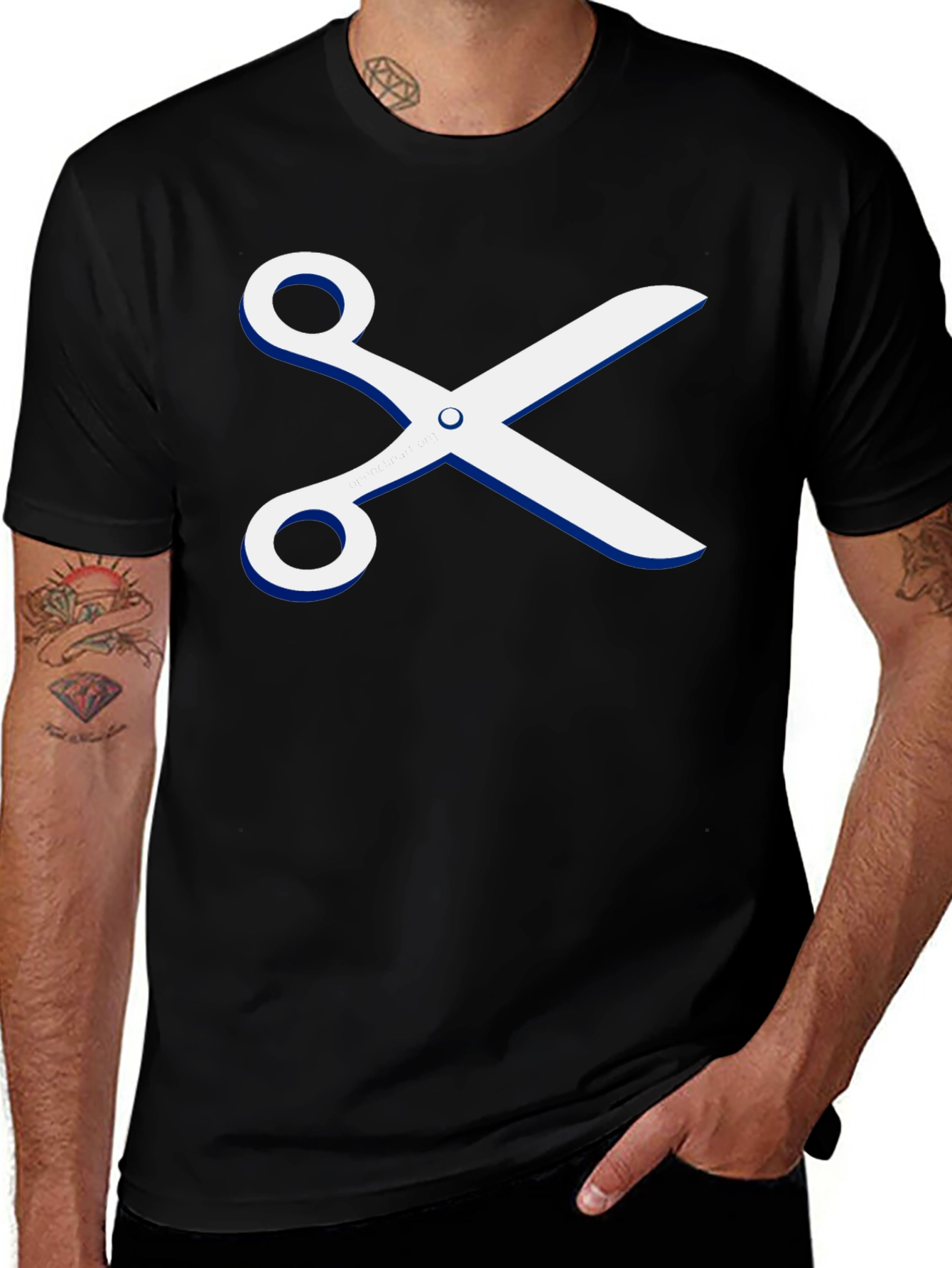 Scissors Graphic T-Shirt - Stylish Crew Neck Tee