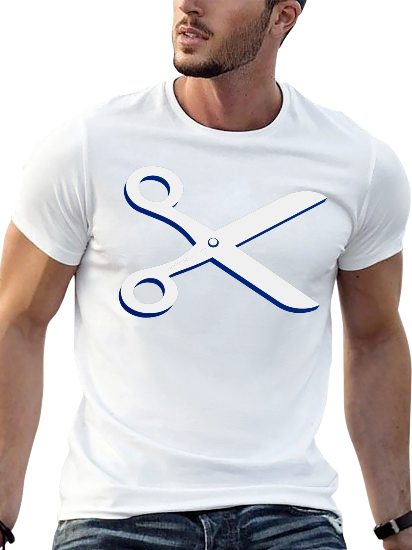 Scissors Graphic T-Shirt - Stylish Crew Neck Tee