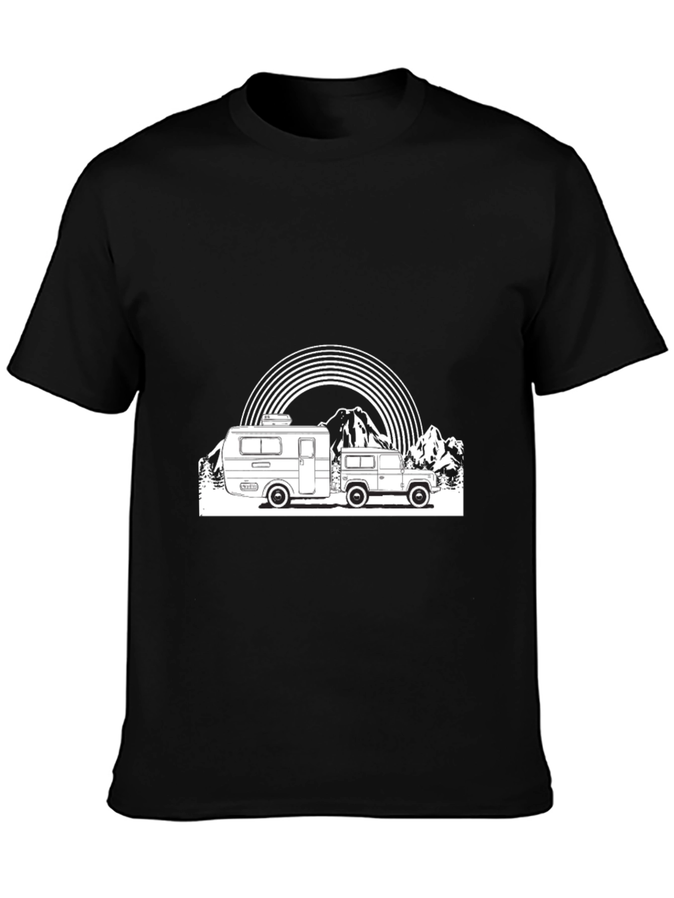 Retro Camper & Mountain Graphic T-Shirt