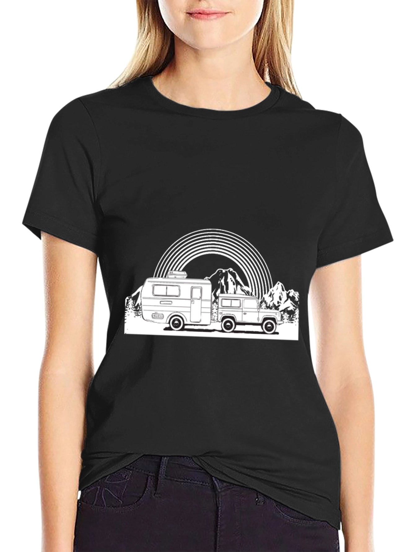 Retro Camper & Mountain Graphic T-Shirt