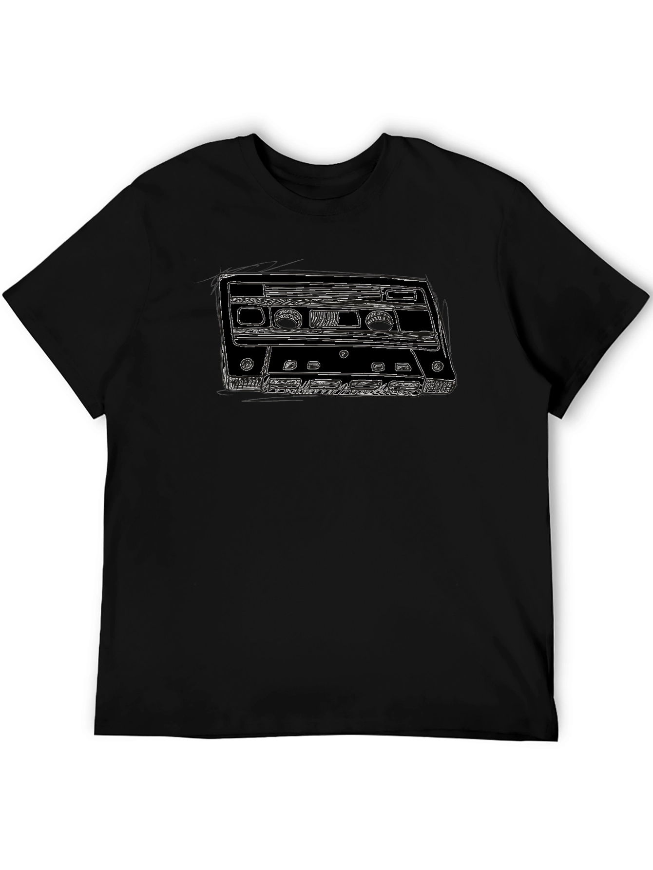 Retro Cassette Tape Graphic Tee - Black T-Shirt