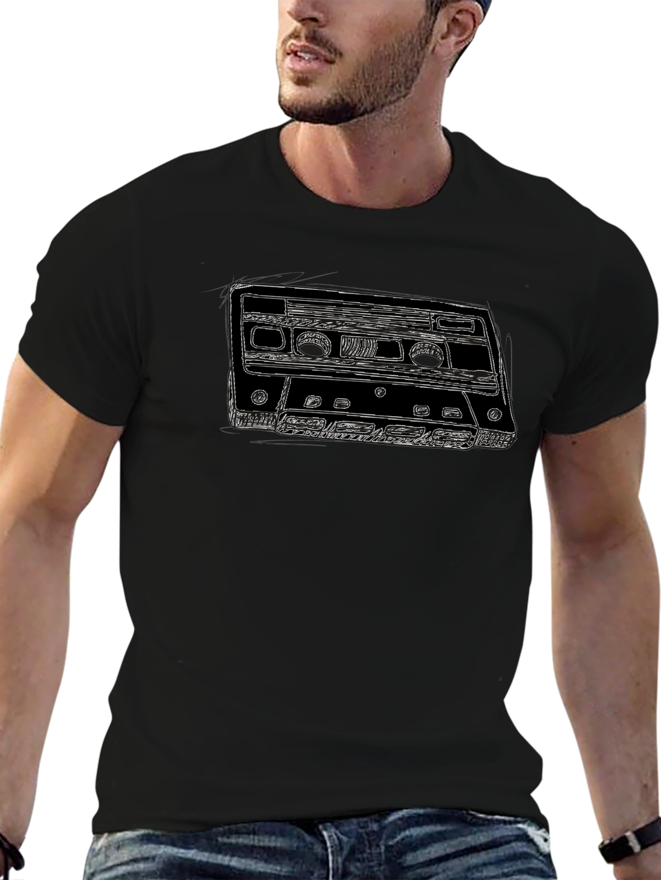 Retro Cassette Tape Graphic Tee - Black T-Shirt