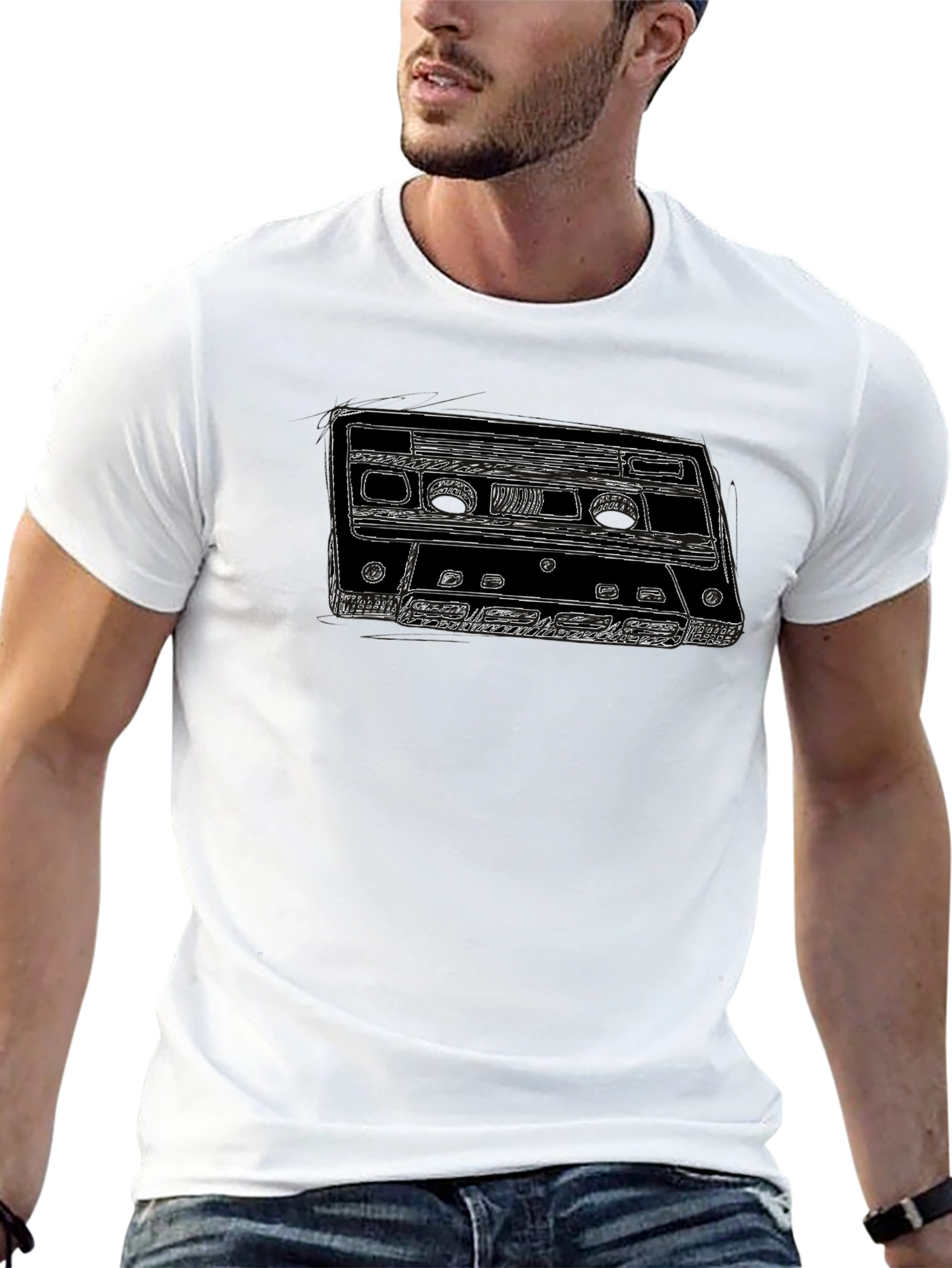 Retro Cassette Tape Graphic Tee - Black T-Shirt