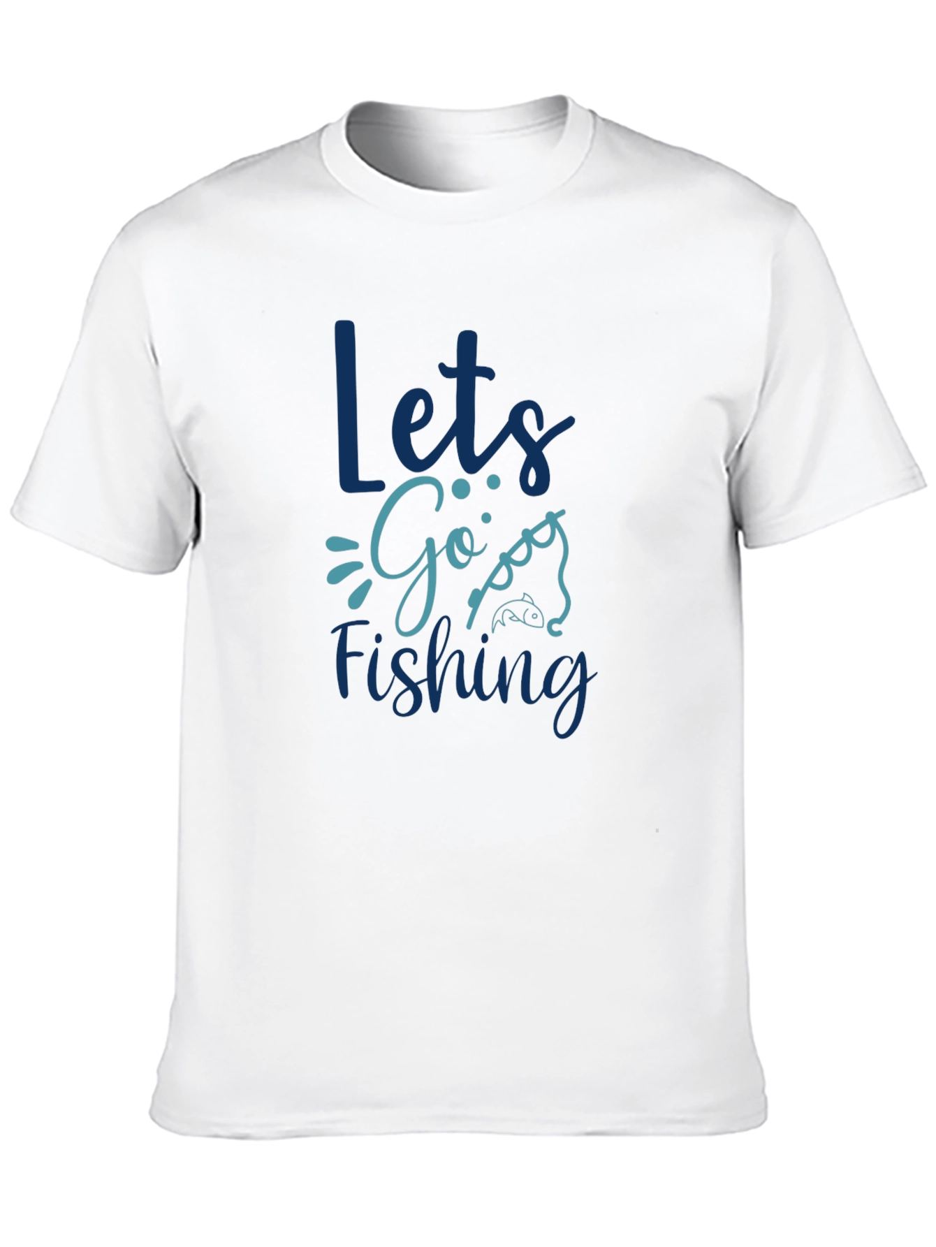 Lets Go Fishing Graphic Print Black T-Shirt