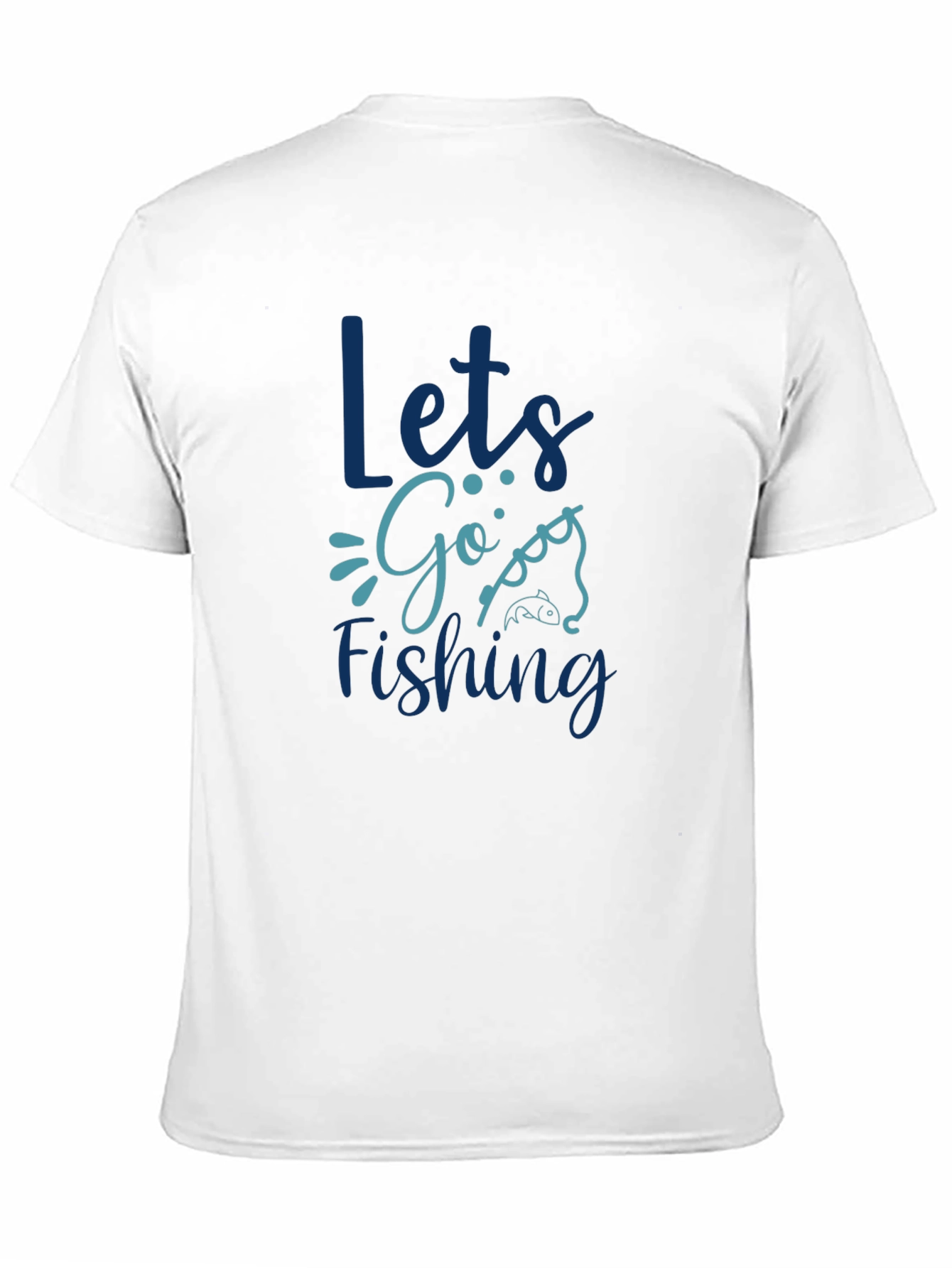 Lets Go Fishing Graphic Print Black T-Shirt
