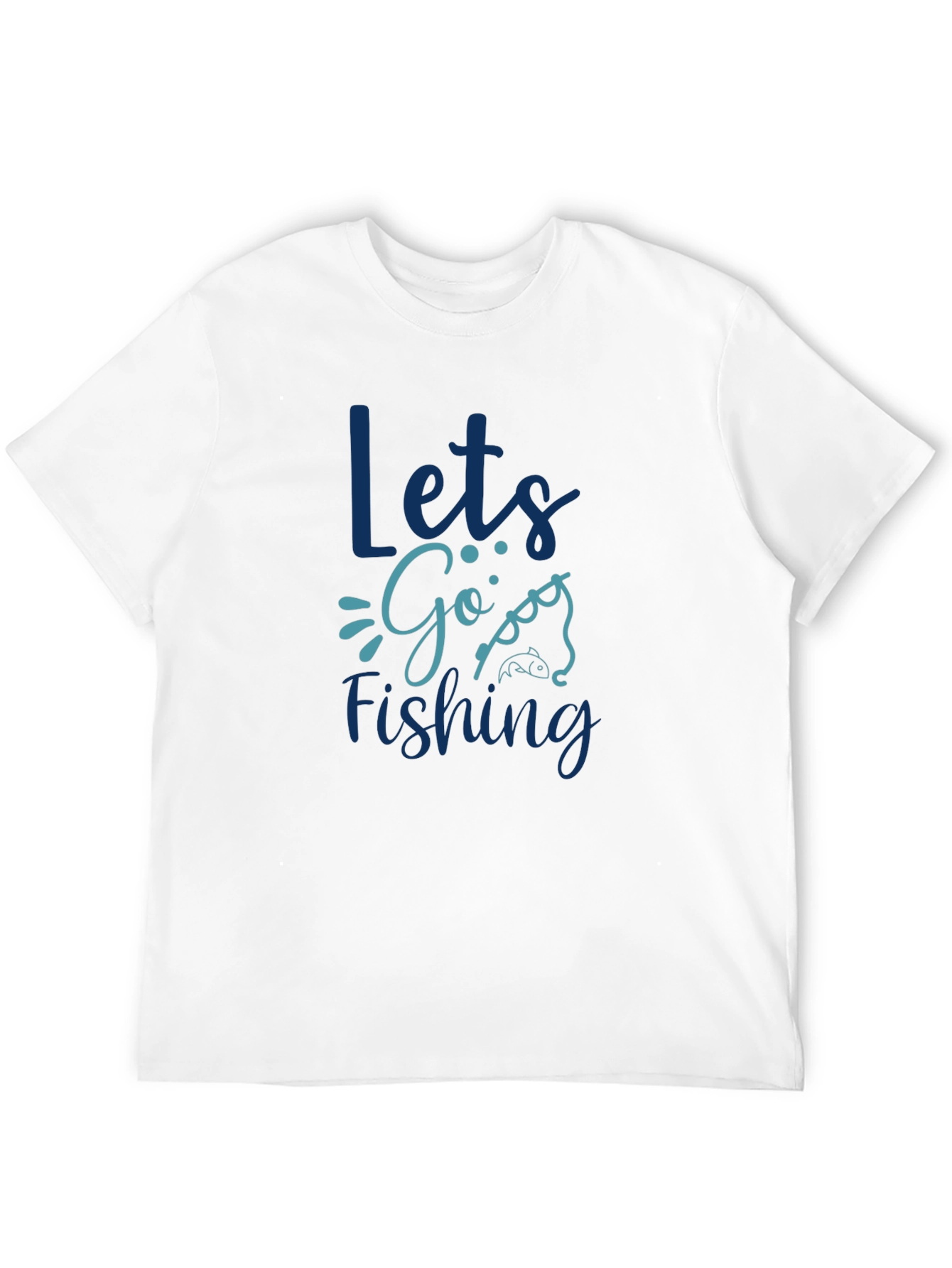 Lets Go Fishing Graphic Print Black T-Shirt