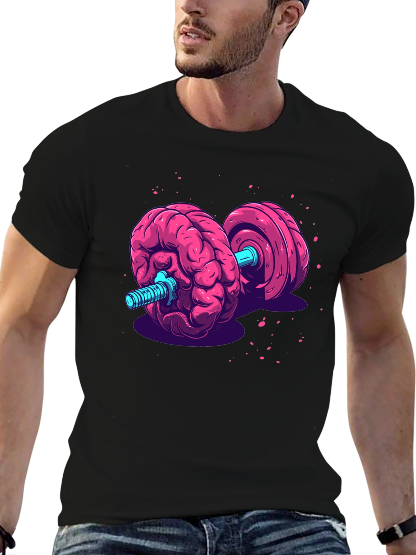 Brain Dumbbell Graphic Tee - Mental Strength