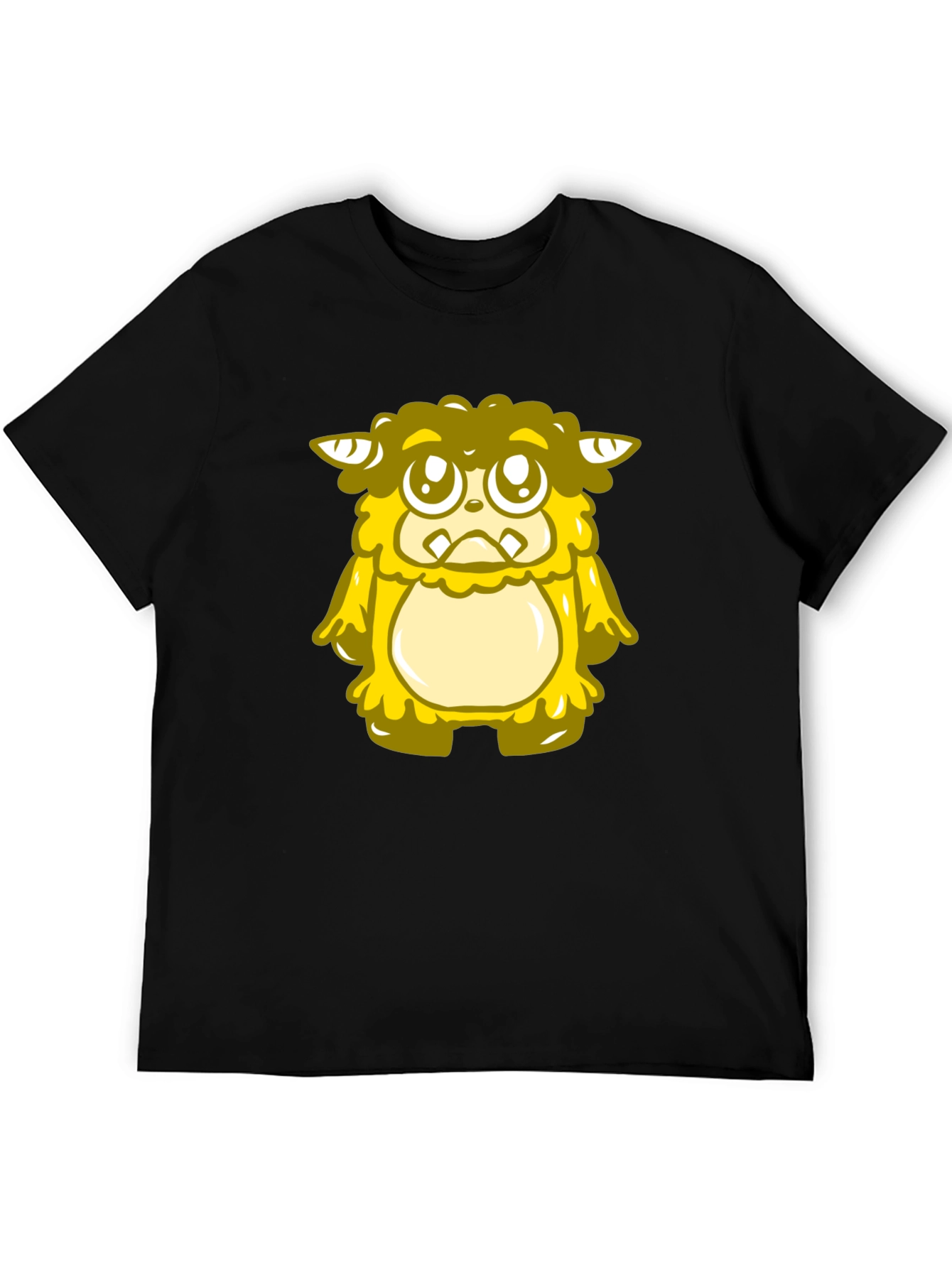 Cute Yellow Monster Graphic T-Shirt - Black