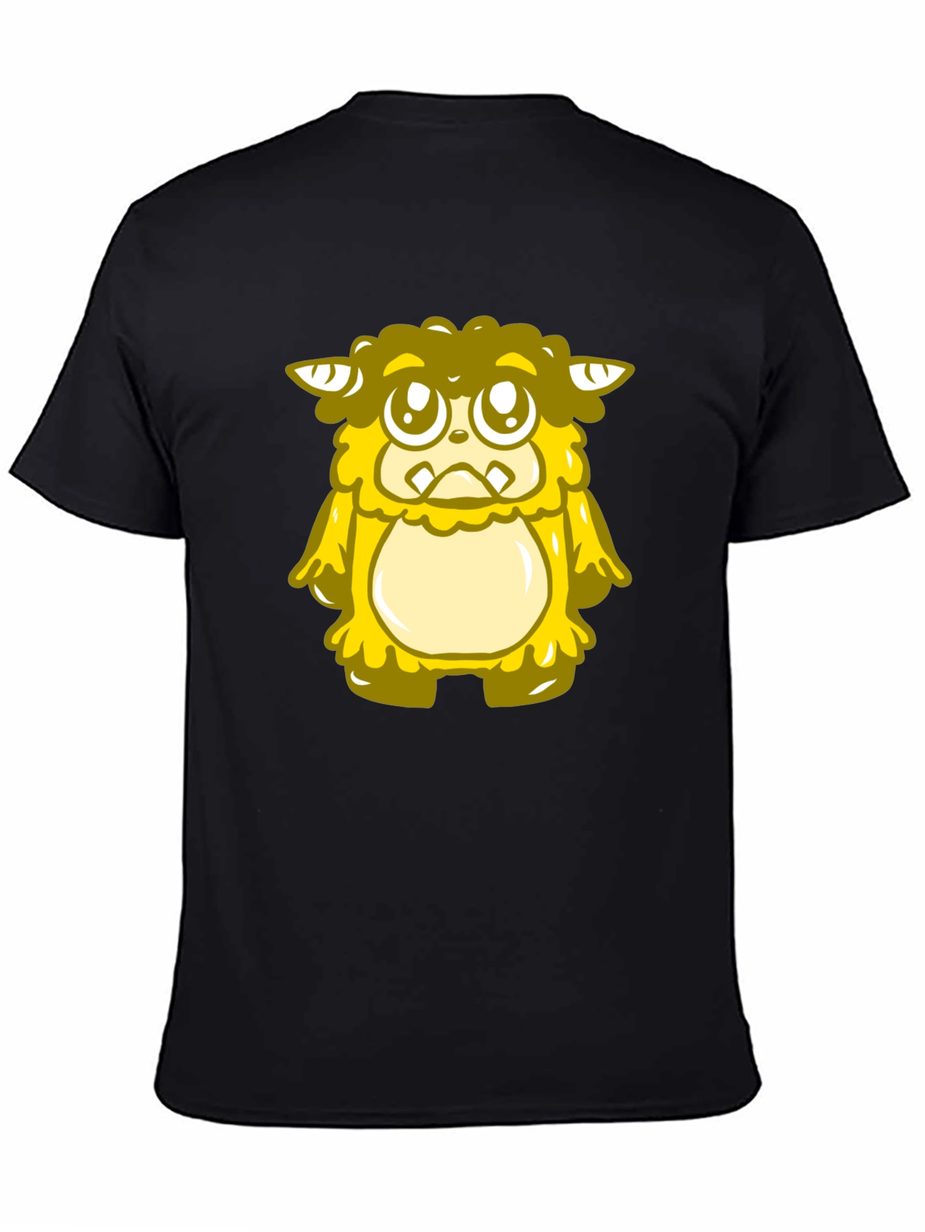 Cute Yellow Monster Graphic T-Shirt - Black